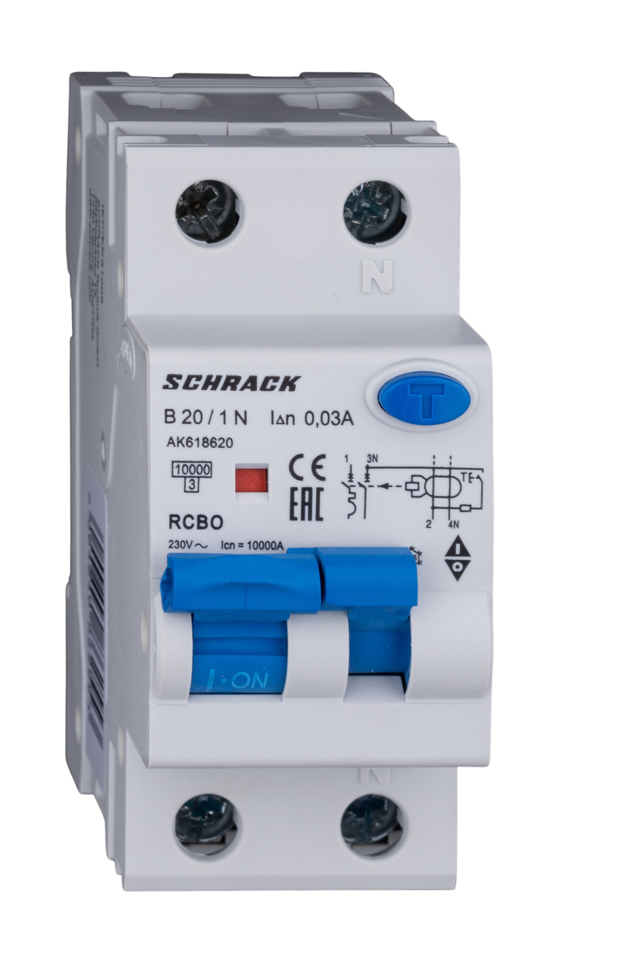 Intrerupator, automat, diferential, schrack, amparo, tip a, bipolar, 1p+n, curba b, 20a, 30ma, 10ka