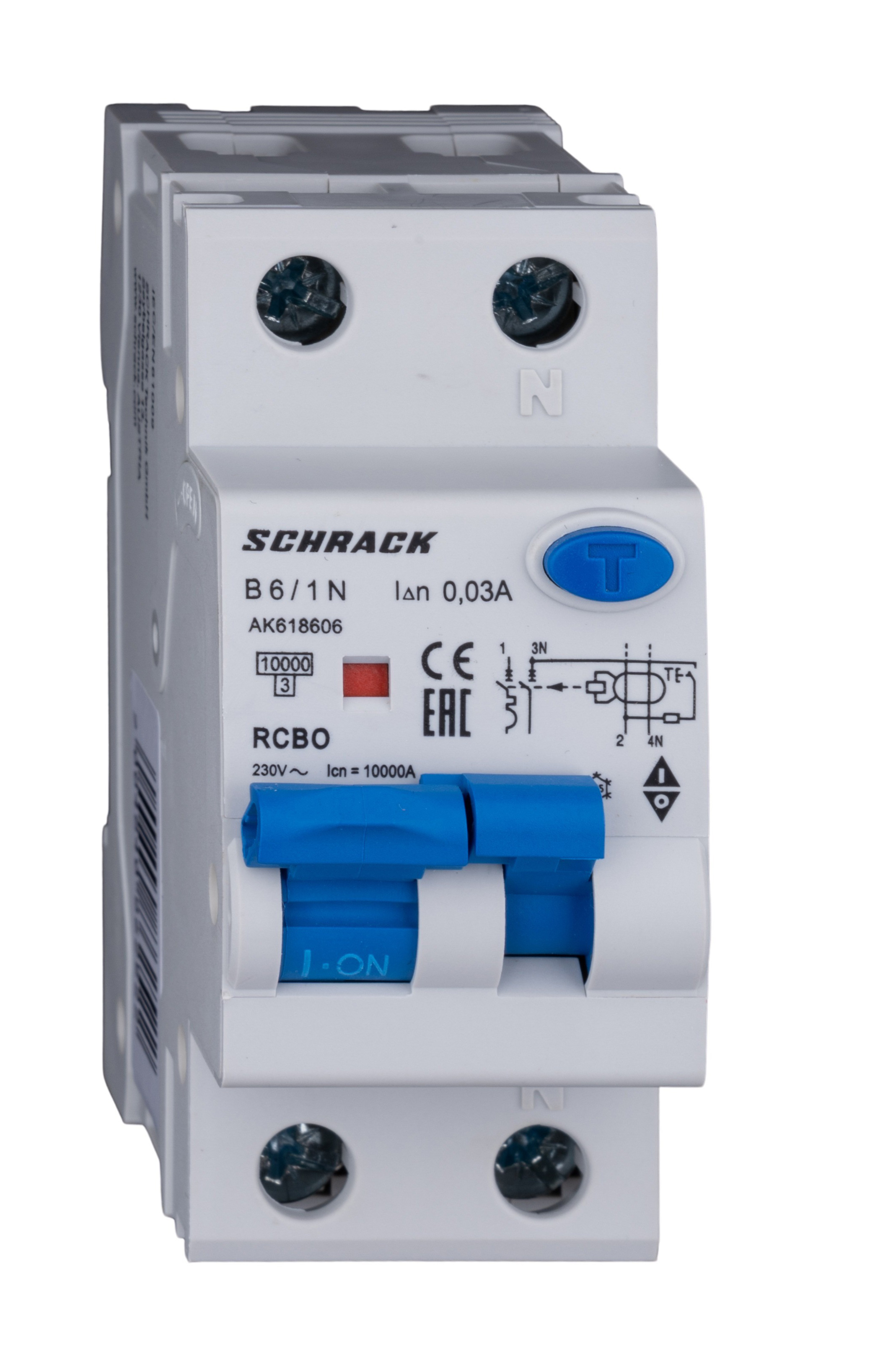 Intrerupator, automat, diferential, schrack, amparo, tip a, bipolar, 1p+n, curba b, 6a, 30ma, 10ka