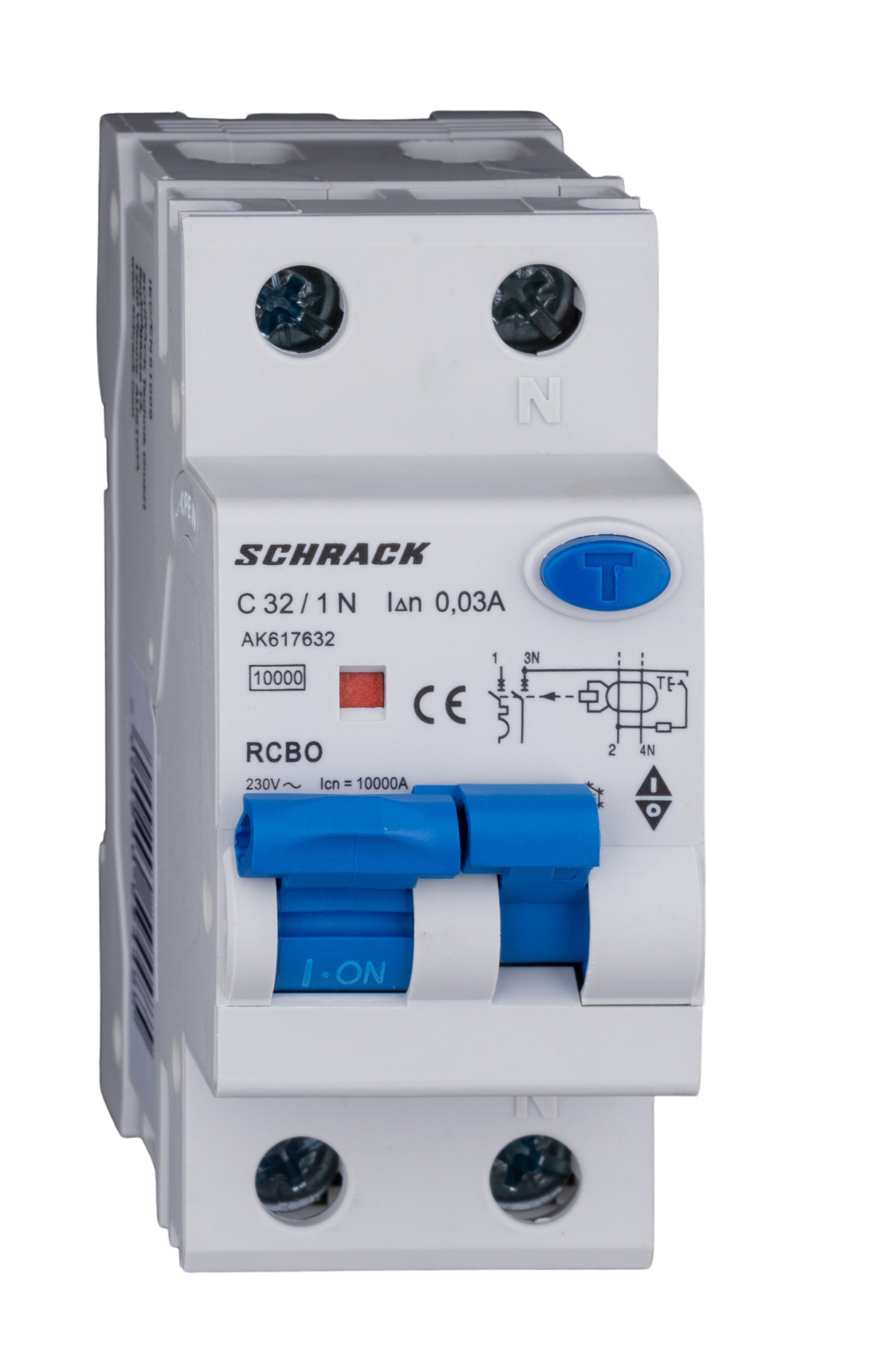Intrerupator, automat, diferential, Schrack, AMPARO, Tip A, Bipolar, 1P+N, Curba C, 32A, 30mA, 10kA