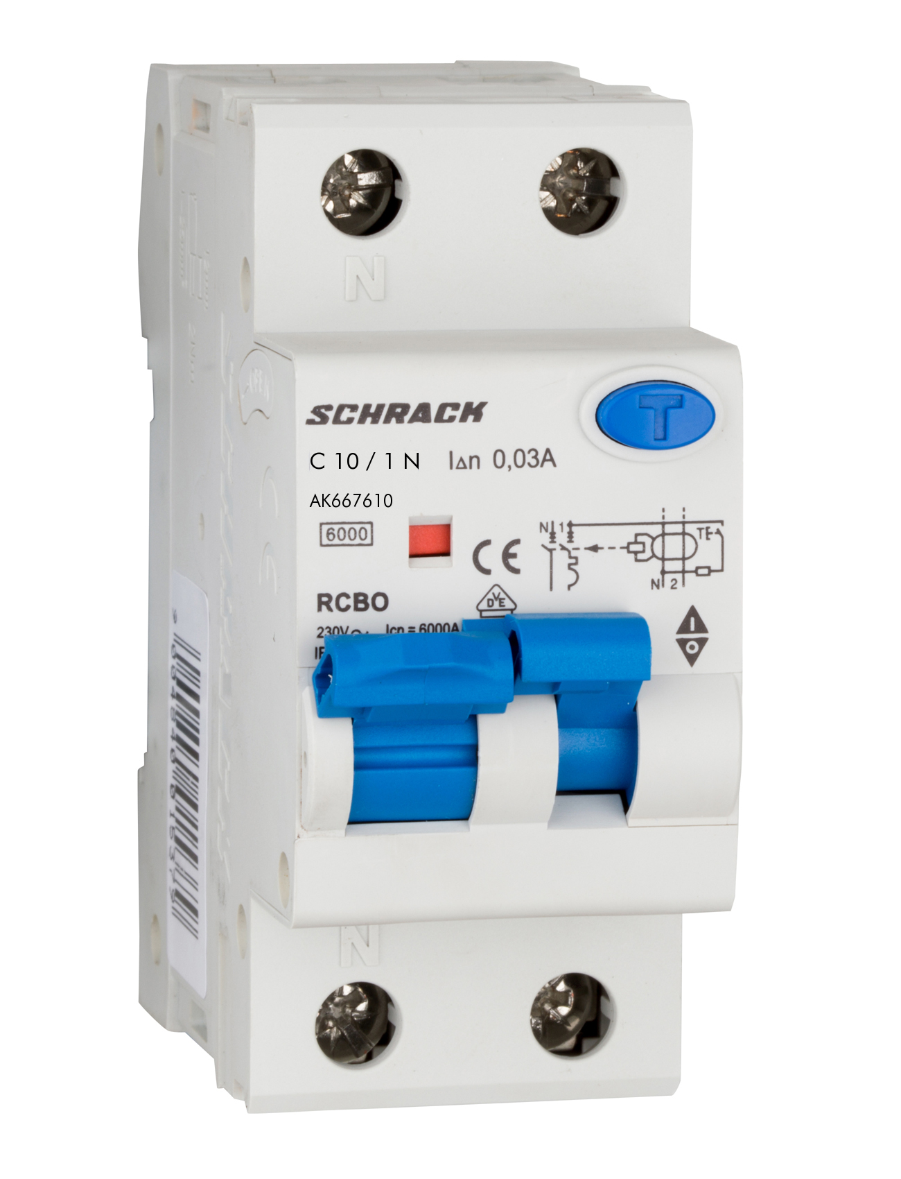 Intrerupator, automat, diferential, Schrack, AMPARO, Tip A, Bipolar, 1P+N, Curba C, 10A, 30mA, 6kA