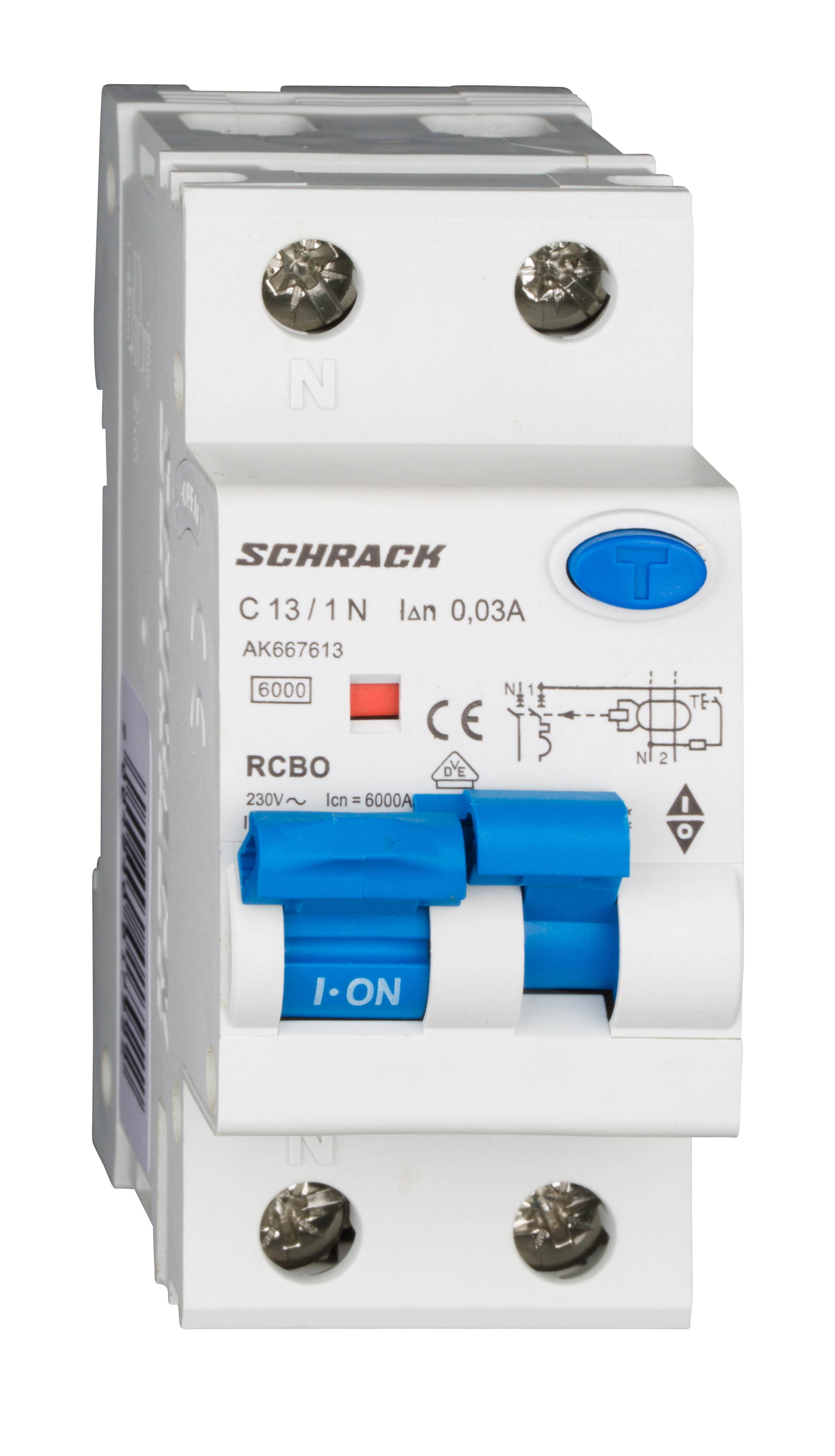 Intrerupator, automat, diferential, Schrack, AMPARO, Tip A, Bipolar, 1P+N, Curba C, 13A, 30mA, 6kA