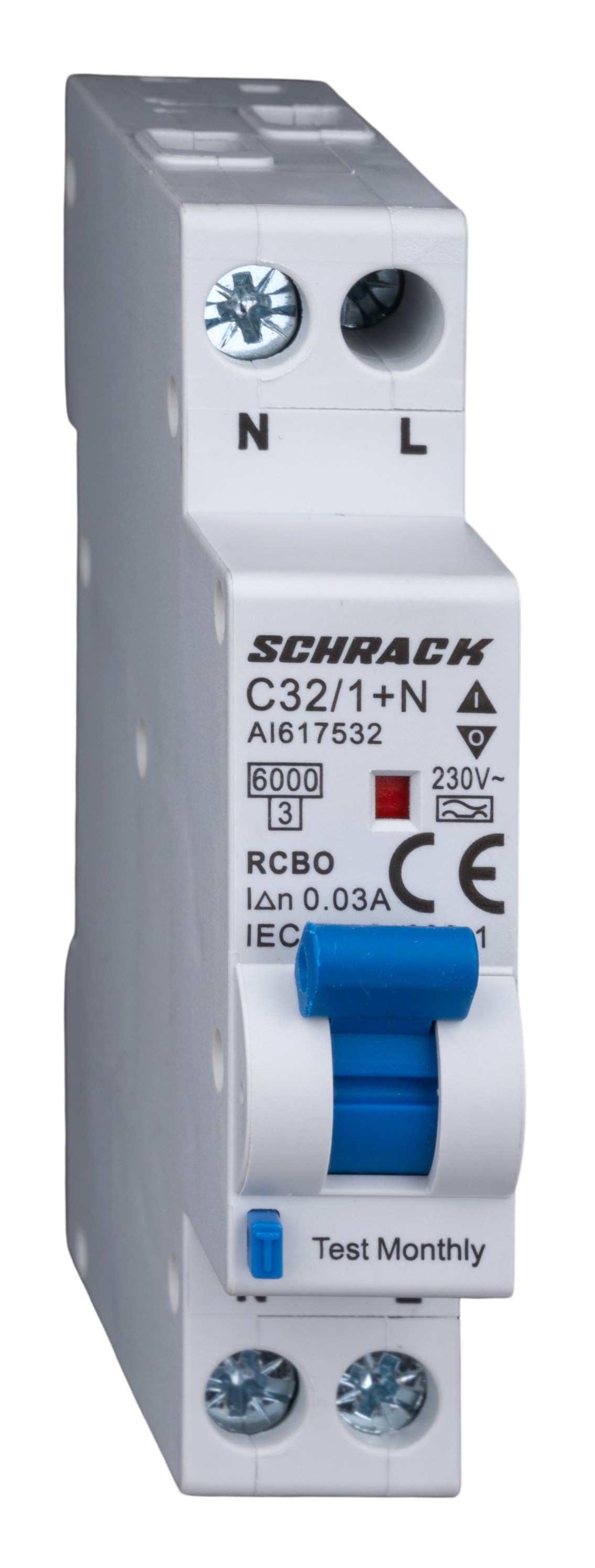 Intrerupator, automat, diferential, Schrack, Tip A, Bipolar, 1P+N, Curba C, 32A, 30mA, 6kA