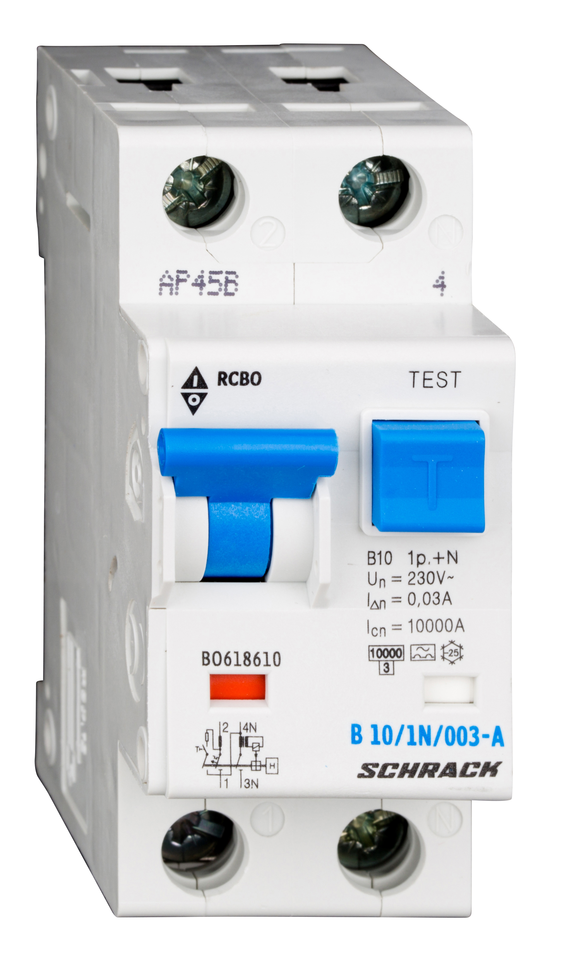 Intrerupator, automat, diferential, schrack, tip a, bipolar, 1p+n, curba b, 10a, 30ma, 10ka