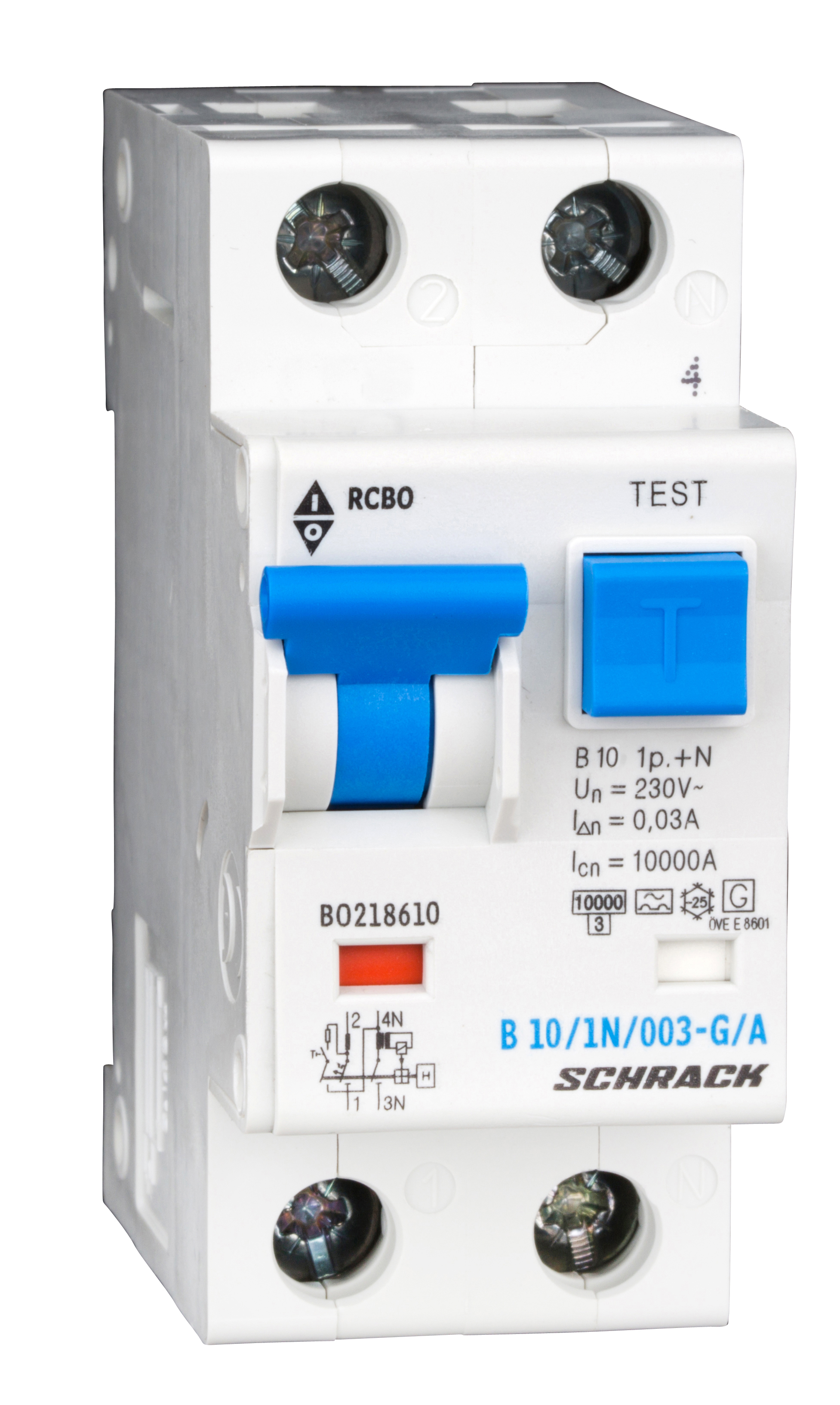 Intrerupator, automat, diferential, schrack, tip a g, bipolar, 1p+n, curba b, 10a, 30ma, 10ka