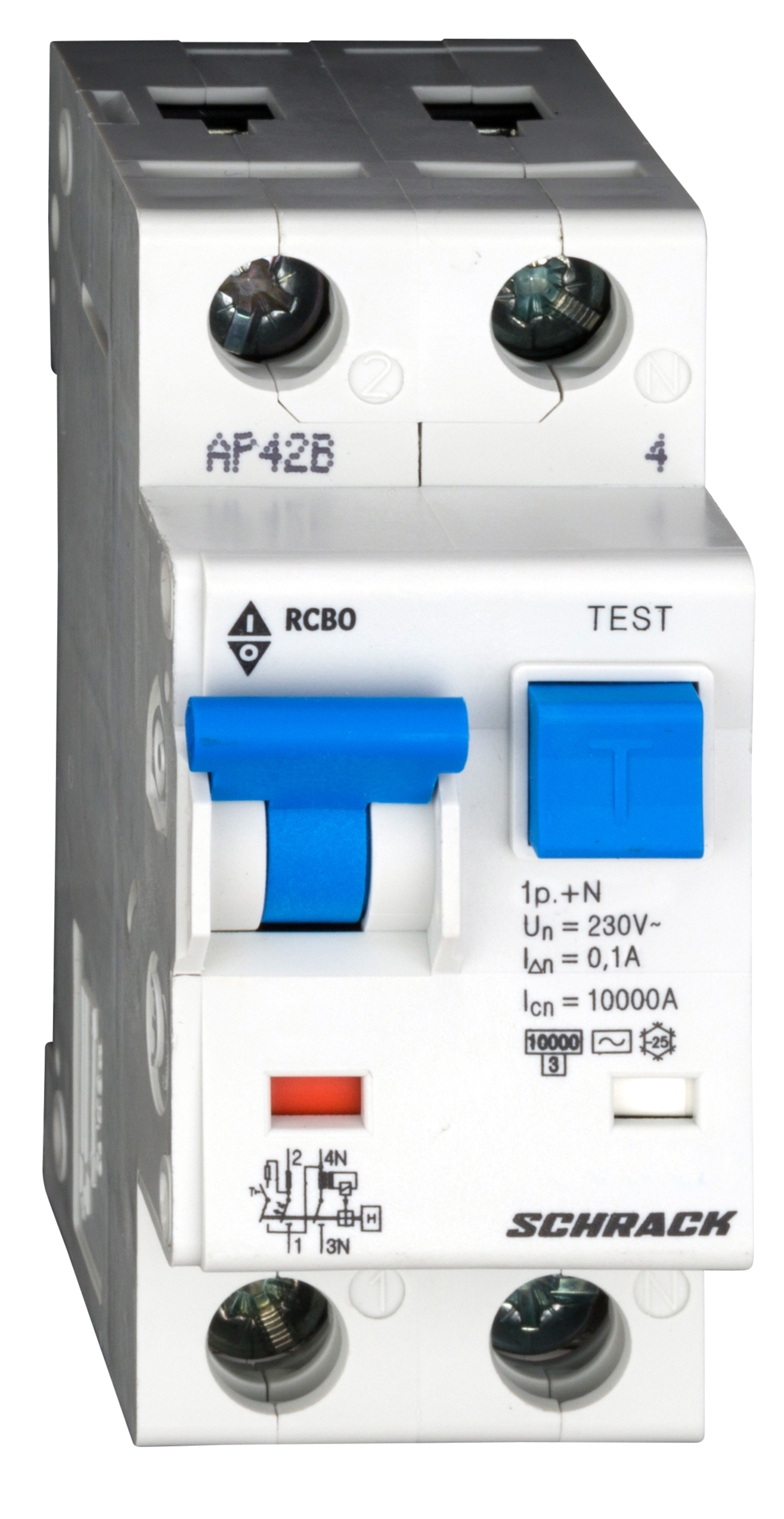 Intrerupator, automat, diferential, schrack, tip ac, bipolar, 1p+n, curba b, 13a, 100ma, 10ka