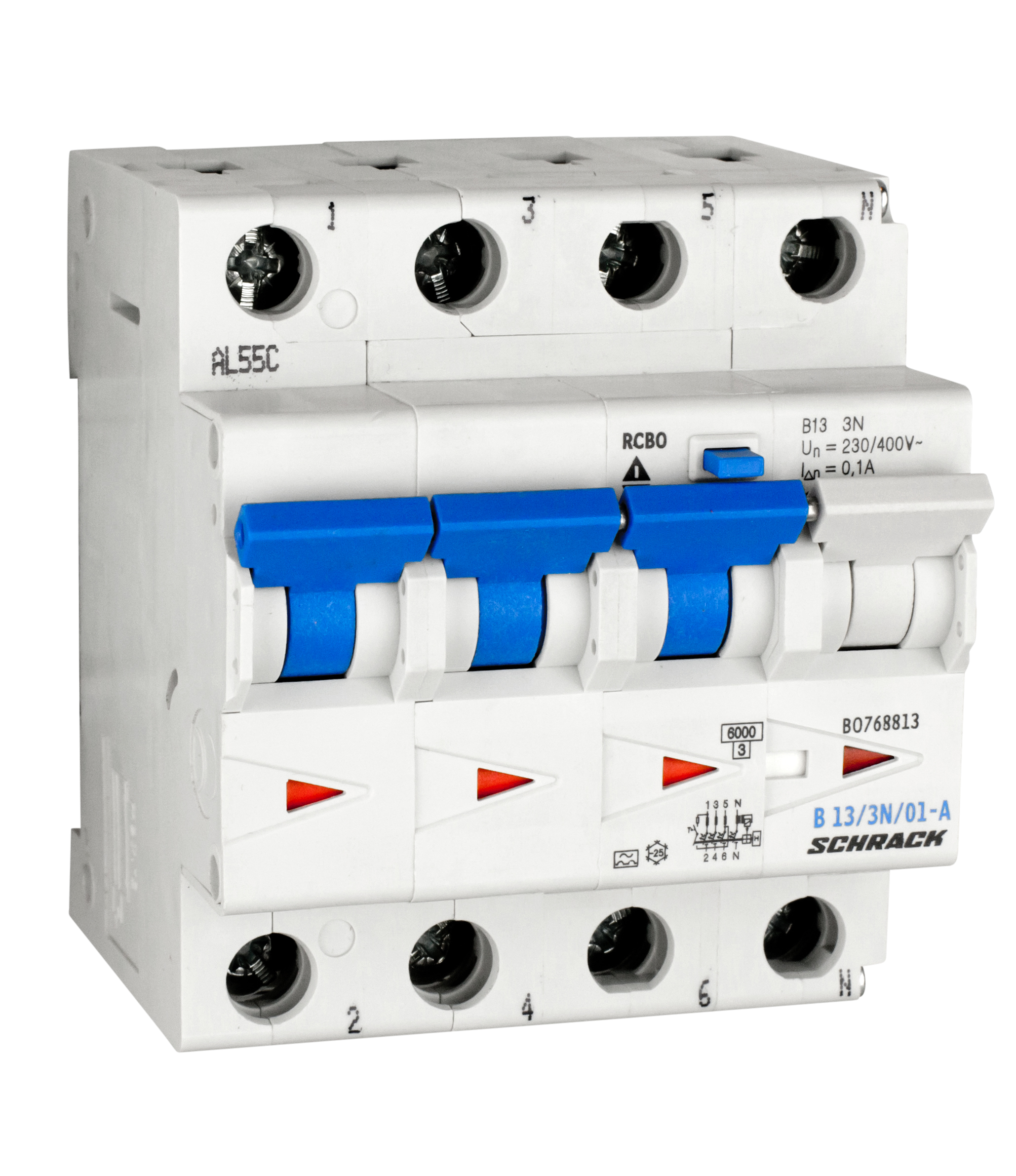 Intrerupator, automat, diferential, schrack, tip a, tetrapolar, 3p+n, curba b, 13a, 100ma, 6ka