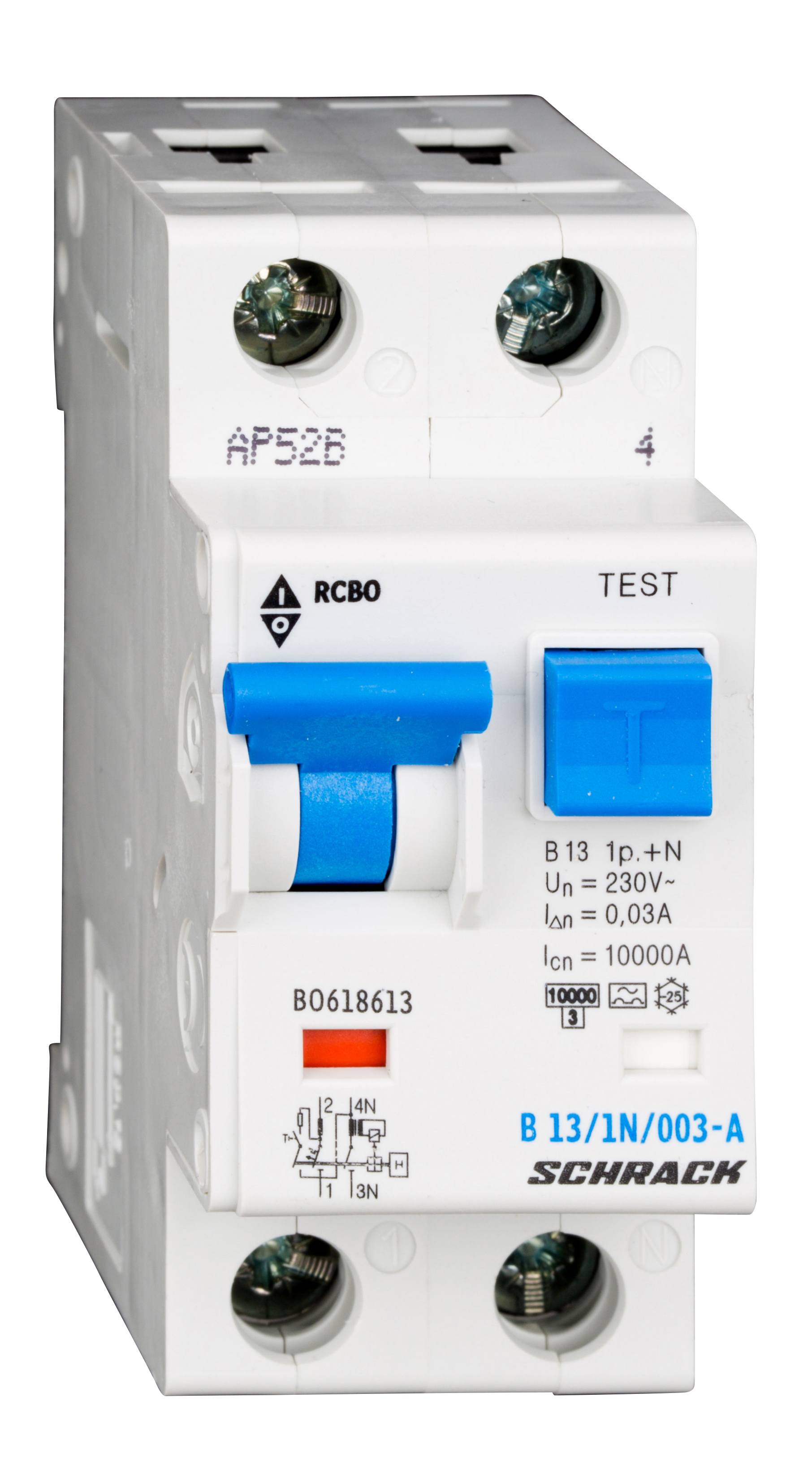 Intrerupator, automat, diferential, schrack, tip a, bipolar, 1p+n, curba b, 13a, 30ma, 10ka
