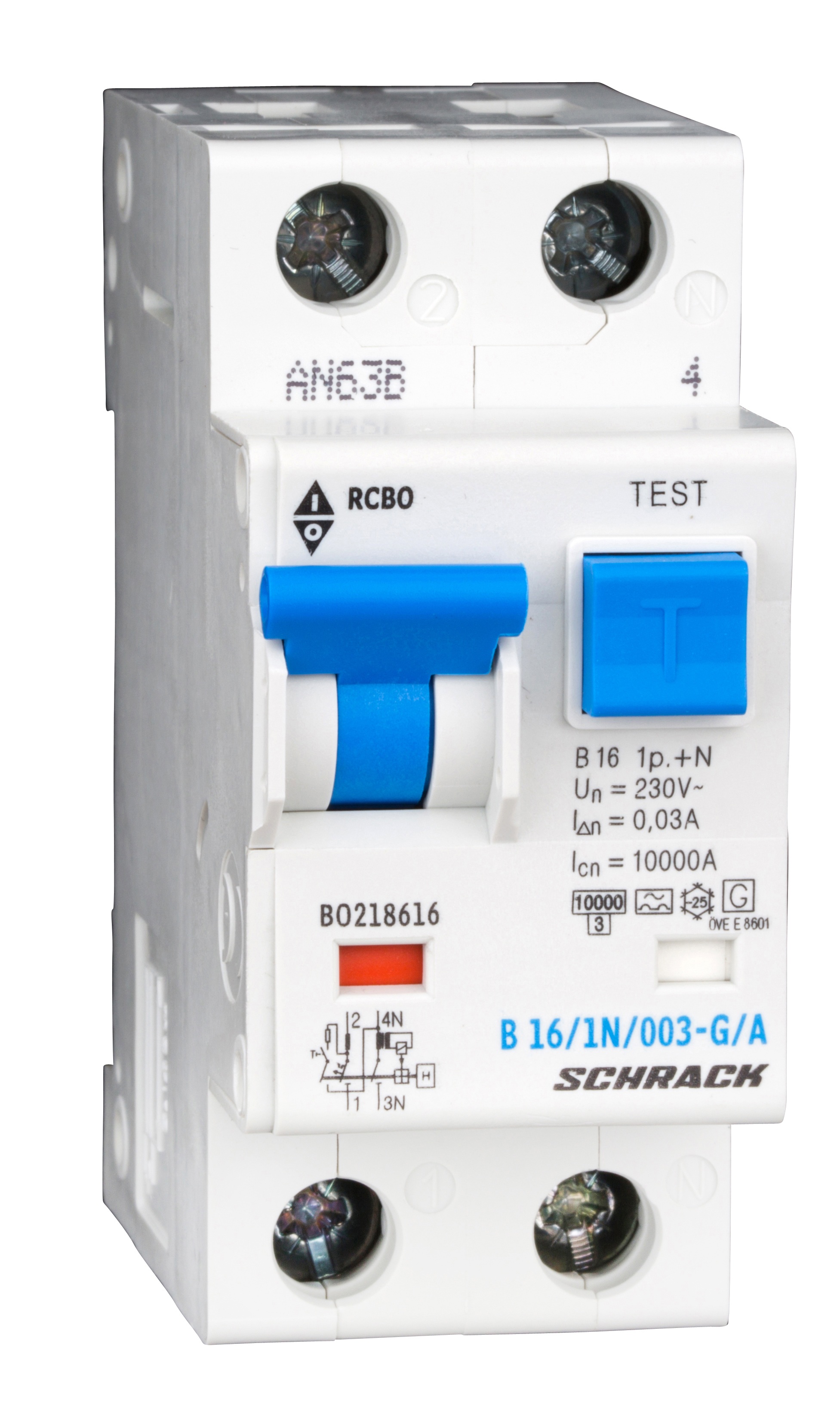 Intrerupator, automat, diferential, schrack, tip a g, bipolar, 1p+n, curba b, 16a, 30ma, 10ka