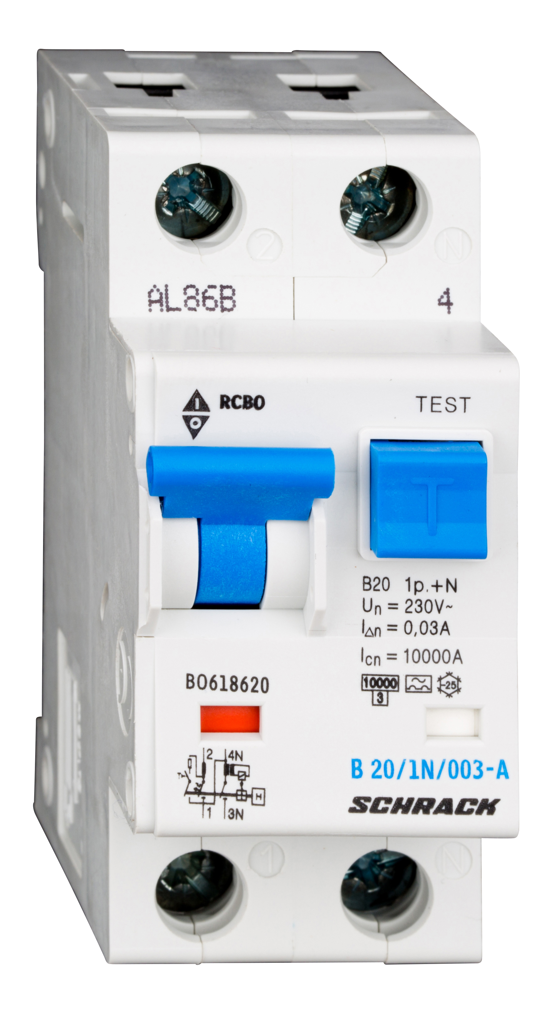 Intrerupator, automat, diferential, schrack, tip a, bipolar, 1p+n, curba b, 20a, 30ma, 10ka
