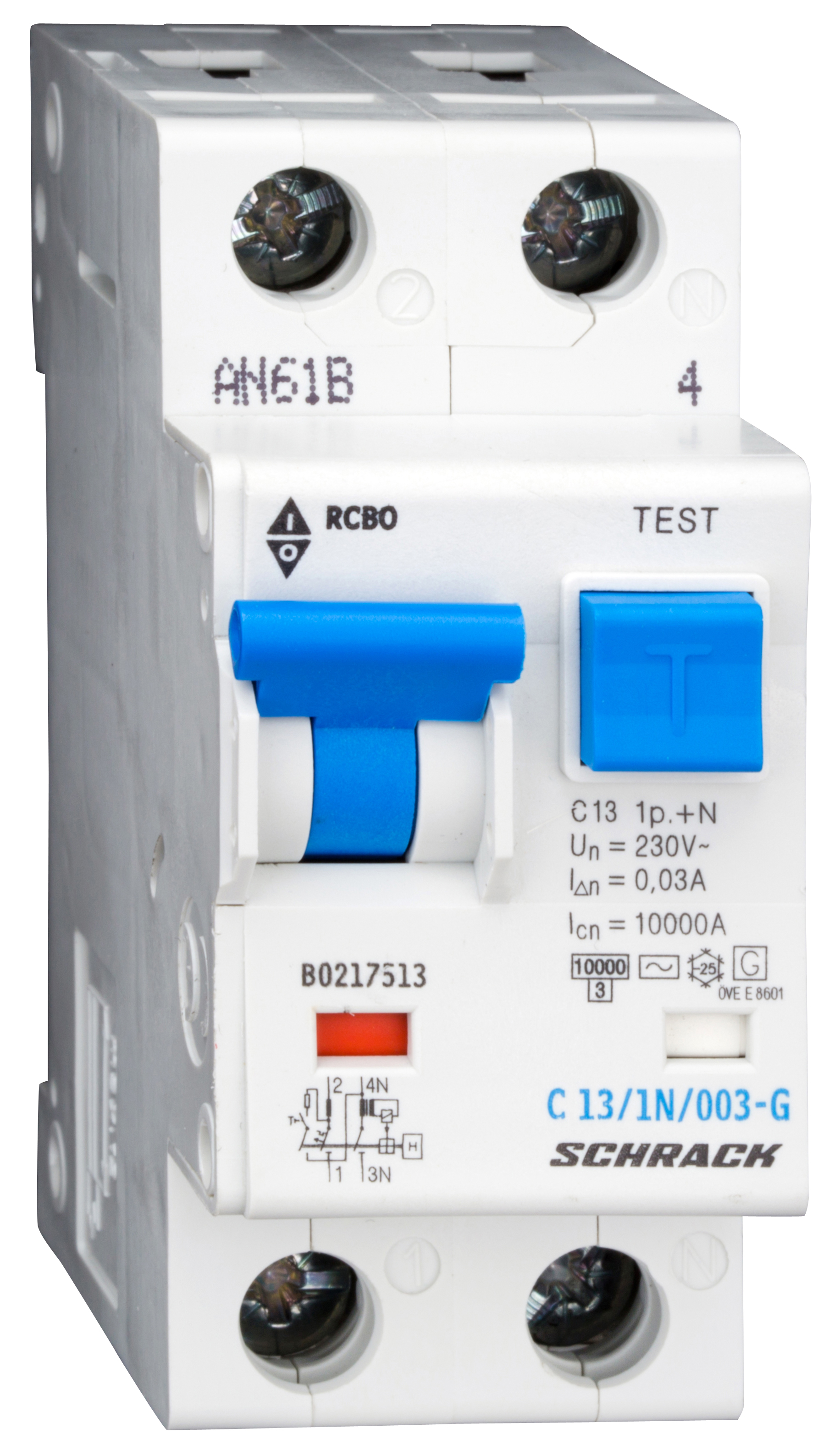 Intrerupator, automat, diferential, schrack, tip ac/g, bipolar, 1p+n, curba c, 13a, 30ma, 10ka