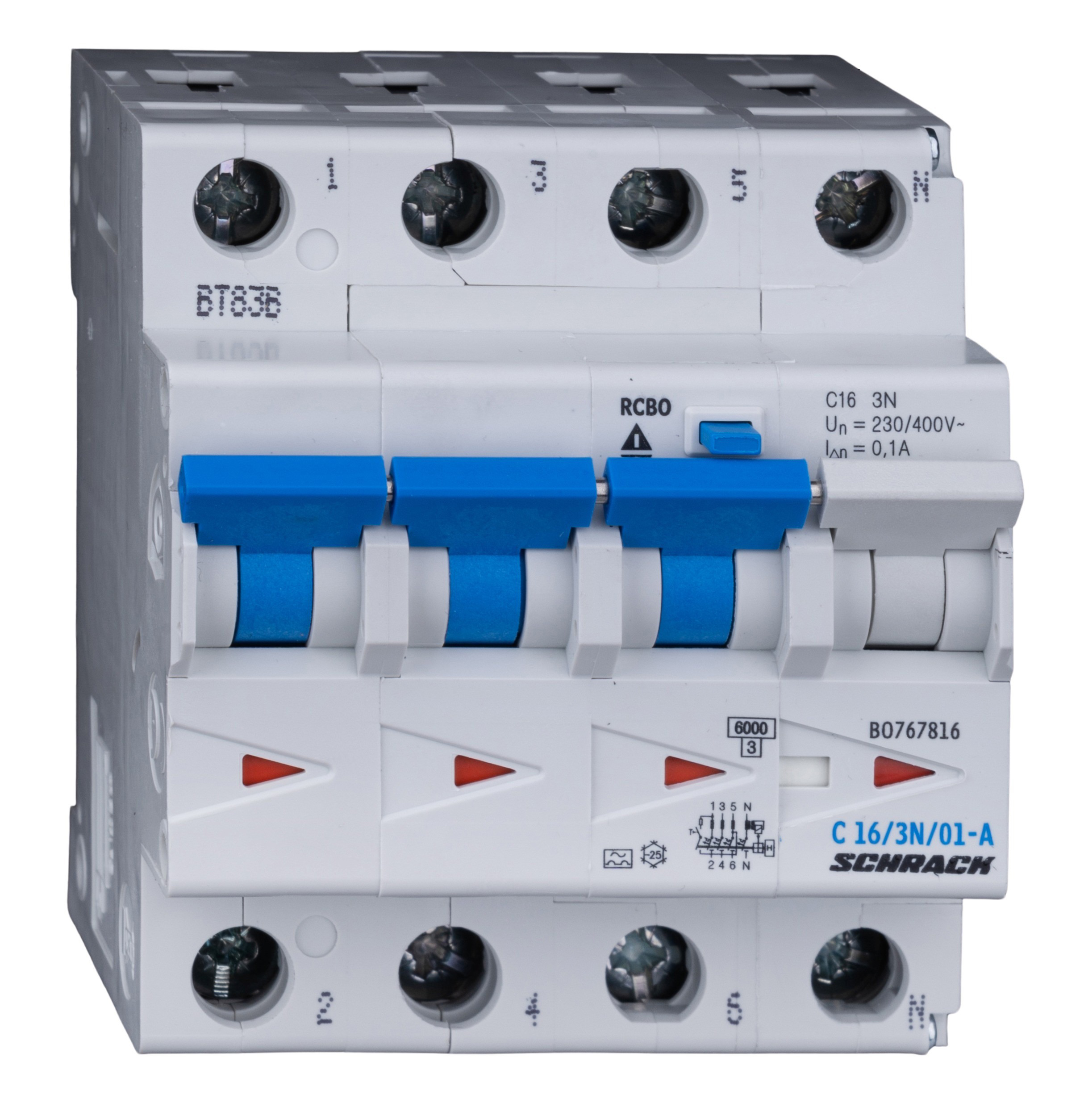 Intrerupator, automat, diferential, schrack, tip a, tetrapolar, 3p+n, curba c, 16a, 100ma, 6ka