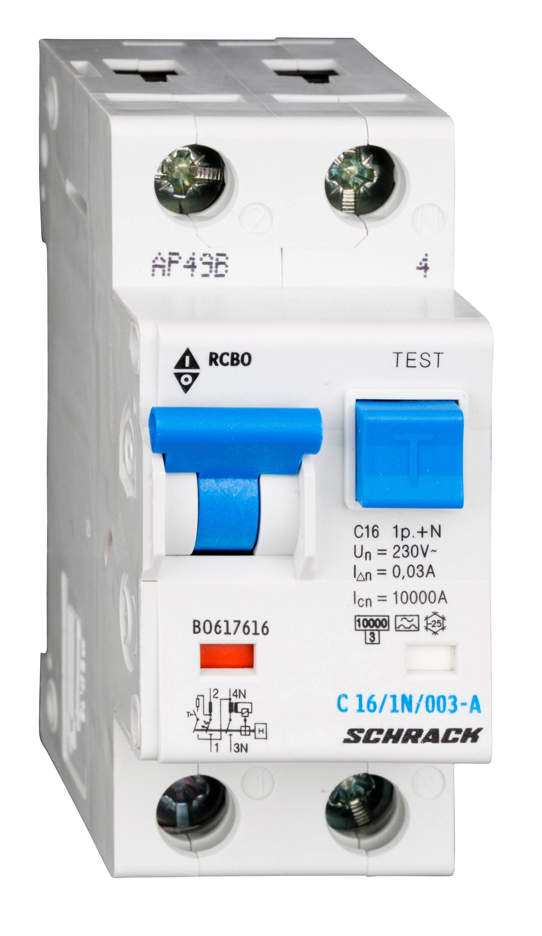 Intrerupator, automat, diferential, schrack, tip a, bipolar, 1p+n, curba c, 16a, 30ma, 10ka