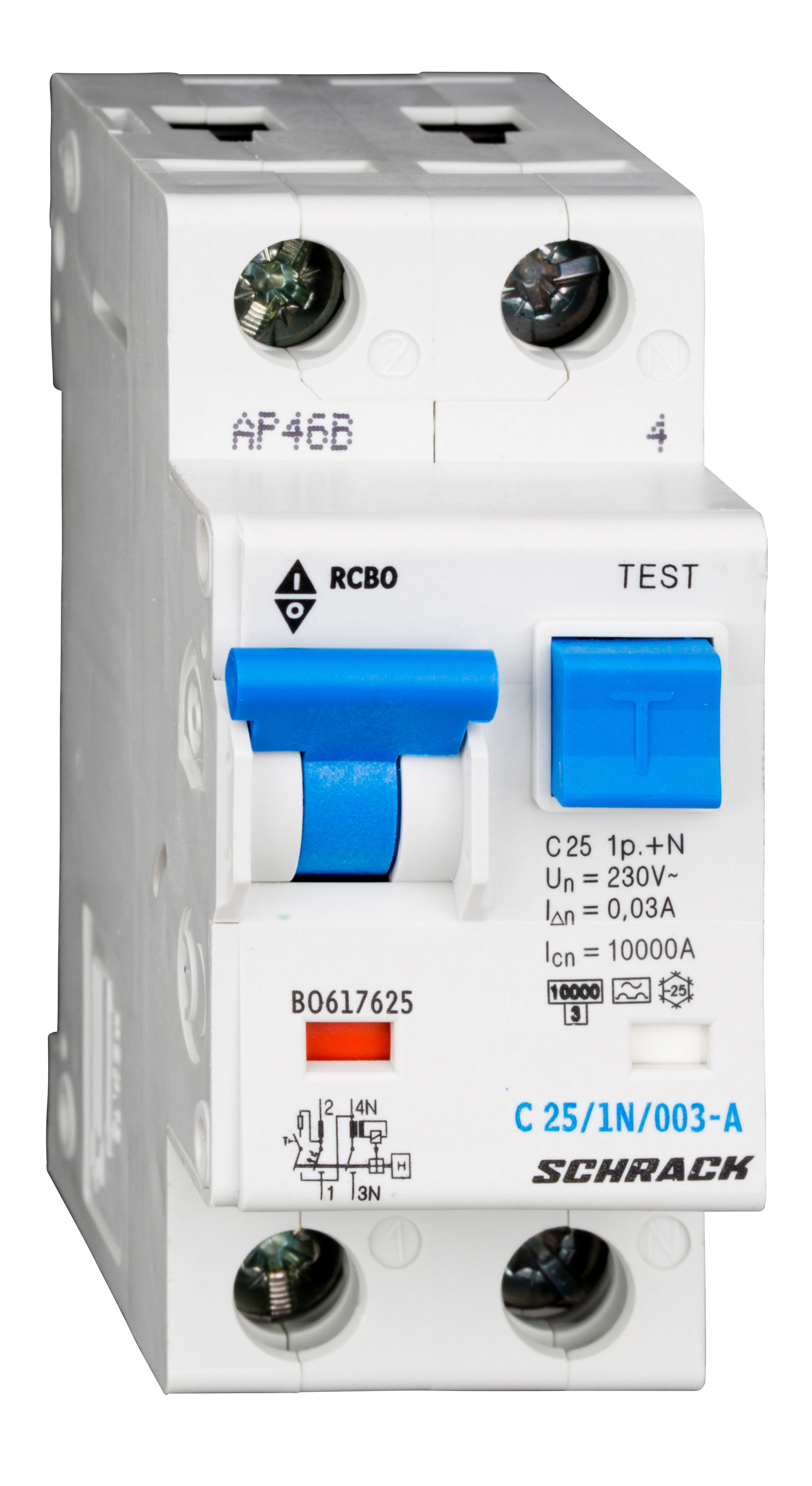 Intrerupator, automat, diferential, schrack, tip a, bipolar, 1p+n, curba c, 25a, 30ma, 10ka