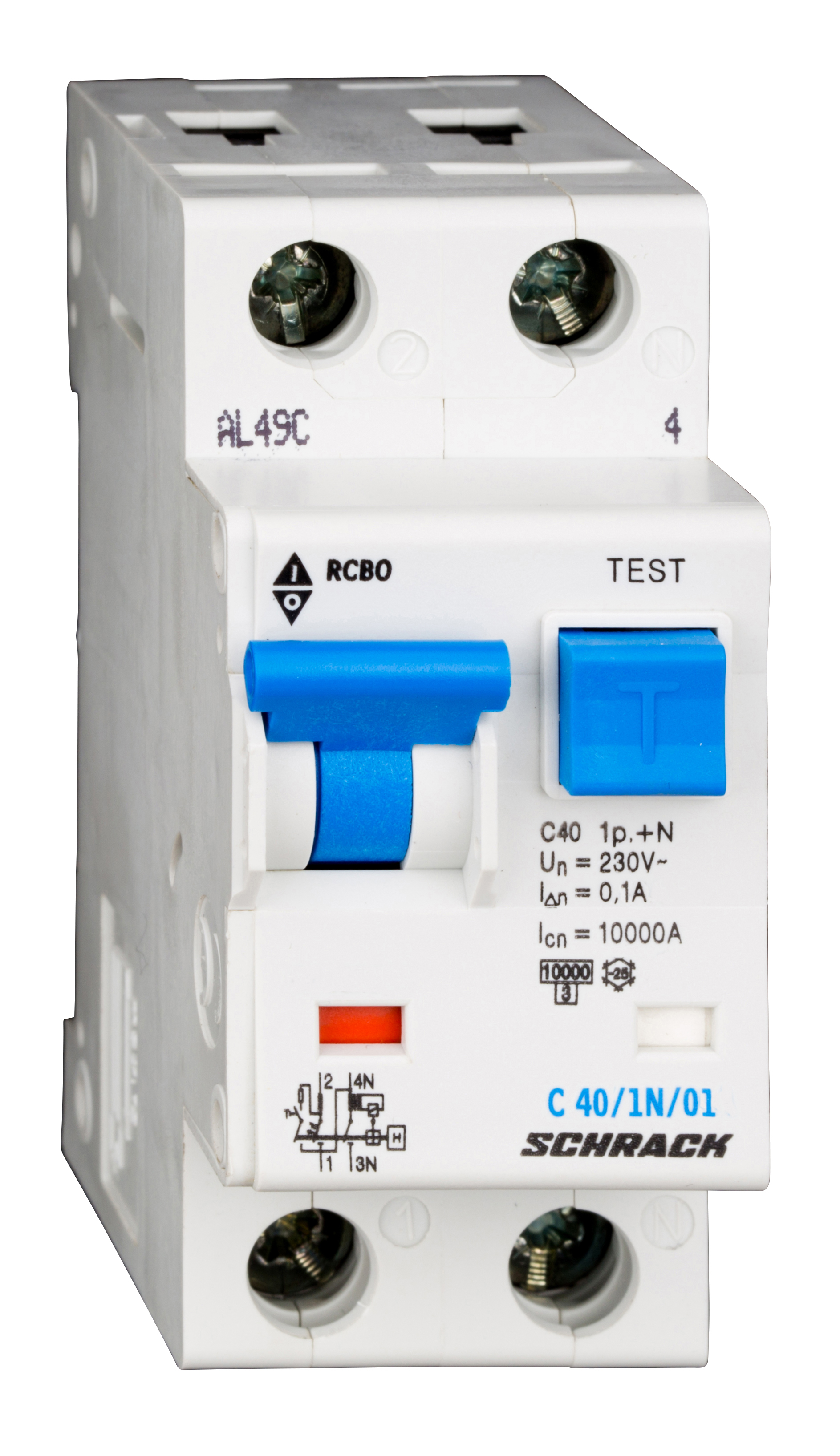 Intrerupator, automat, diferential, schrack, tip ac, bipolar, 1p+n, curba c, 40a, 100ma, 10ka