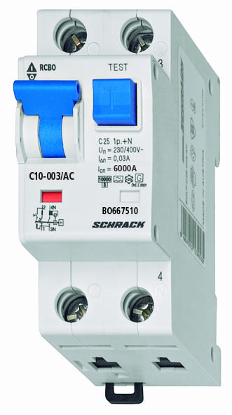 Intrerupator automat diferential Schrack Tip AC Bipolar 1P+N Curba C 6A 30mA 6kA
