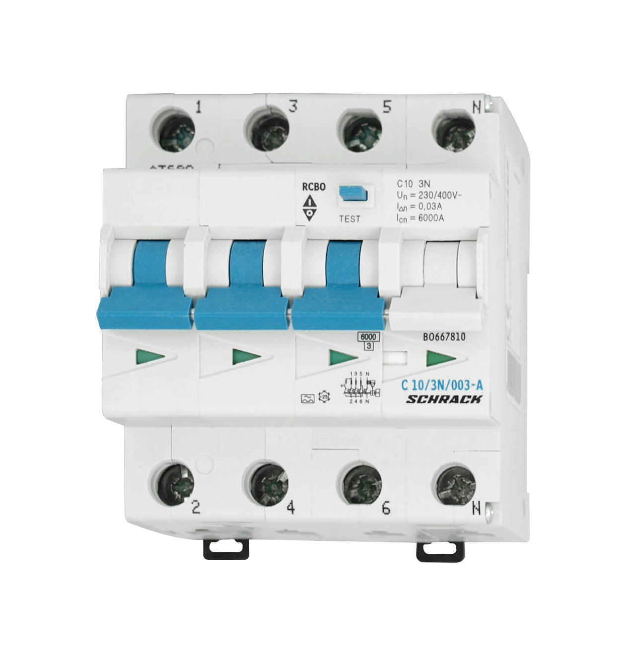 Intrerupator, automat, diferential, schrack, tip a, tetrapolar, 3p+n, curba c, 10a, 30ma, 6ka