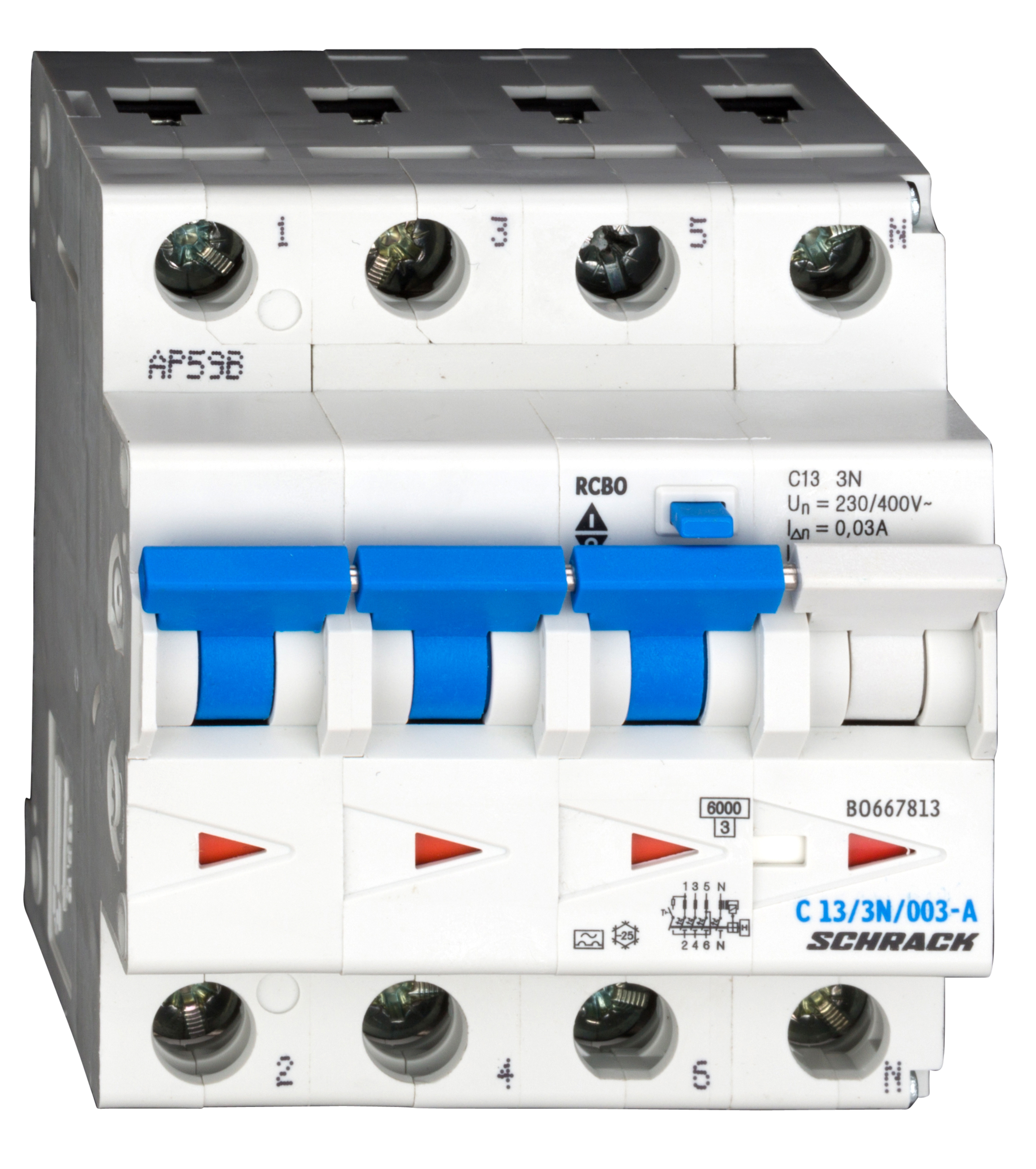 Intrerupator, automat, diferential, schrack, tip a, tetrapolar, 3p+n, curba c, 13a, 30ma, 6ka