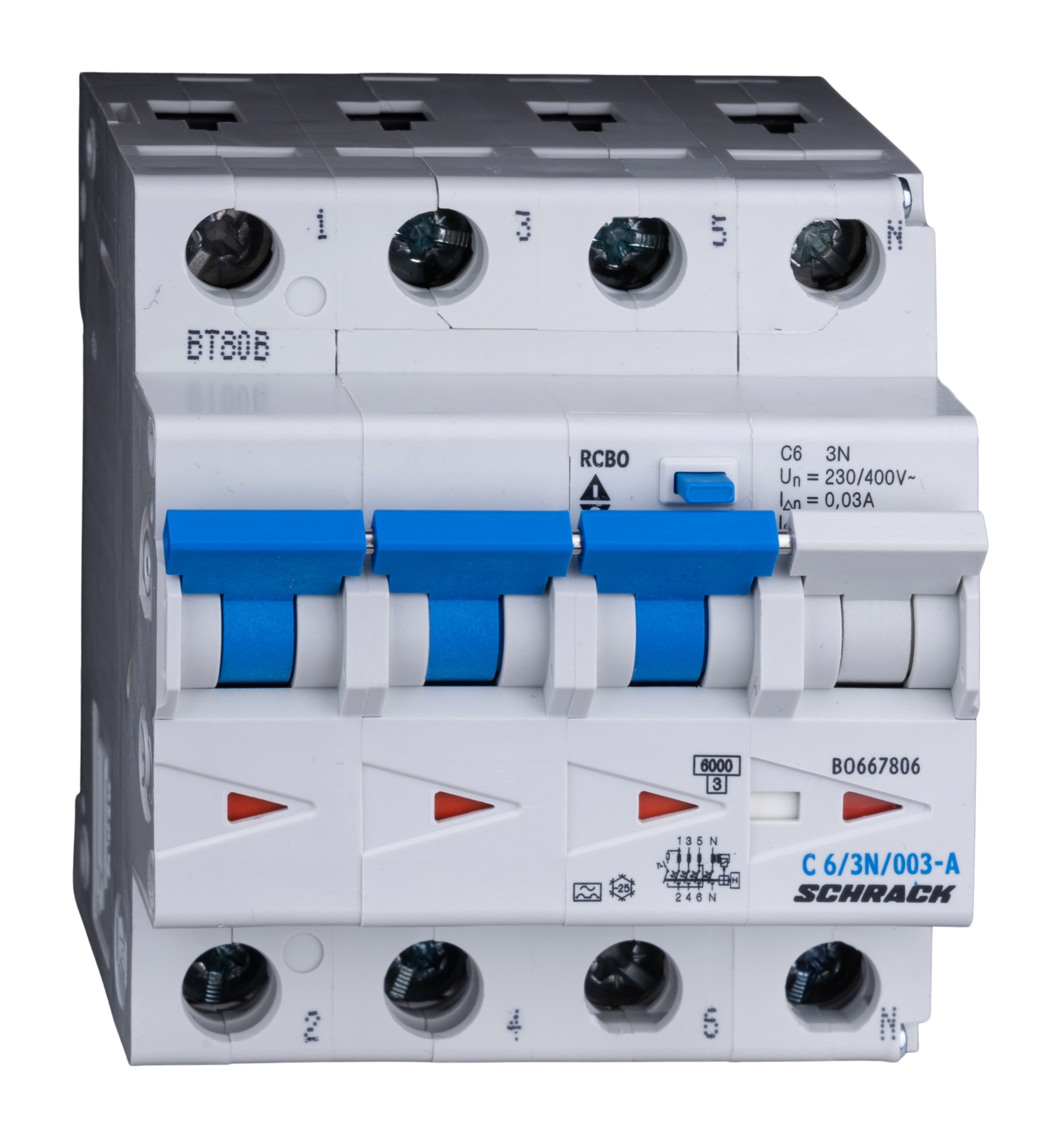 Intrerupator, automat, diferential, schrack, tip a, tetrapolar, 3p+n, curba c, 6a, 30ma, 6ka