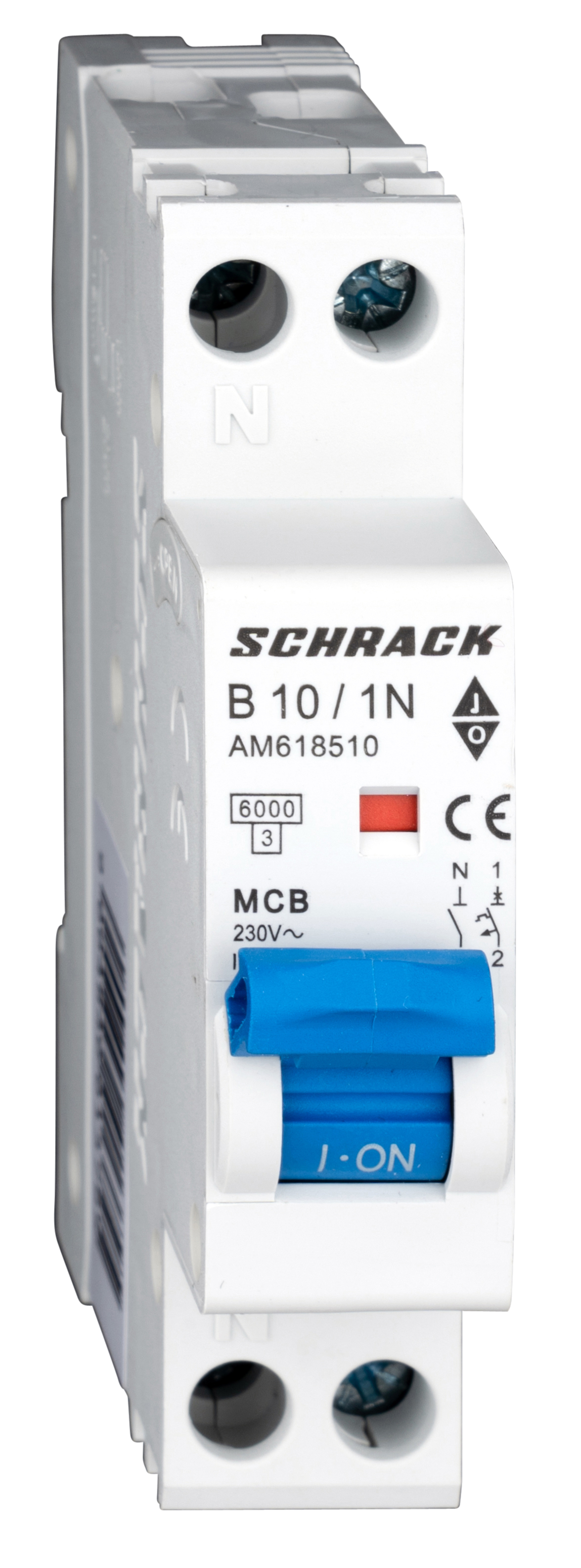 Intrerupator Automat AMPARO 1UH Bipolar 1P+N Curba B 10A 6kA Schrack AM618510--
