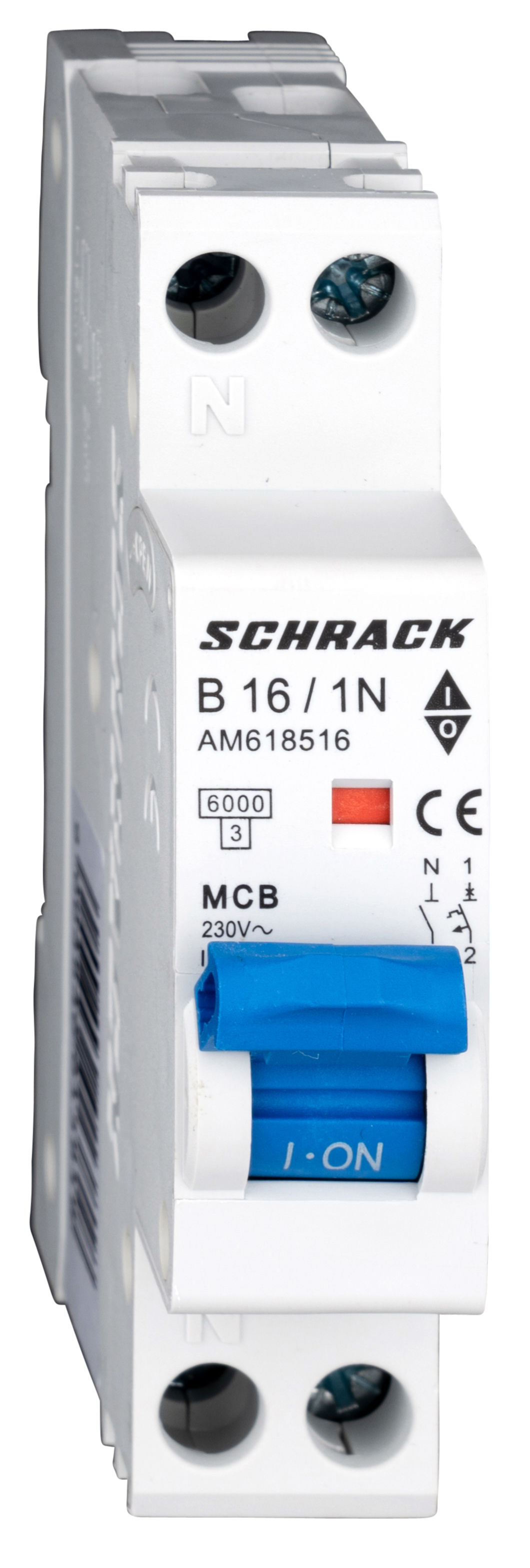 Intrerupator, Automat, AMPARO, 1UH, Bipolar, 1P+N, Curba, B, 16A, 6kA, Schrack, AM618516--