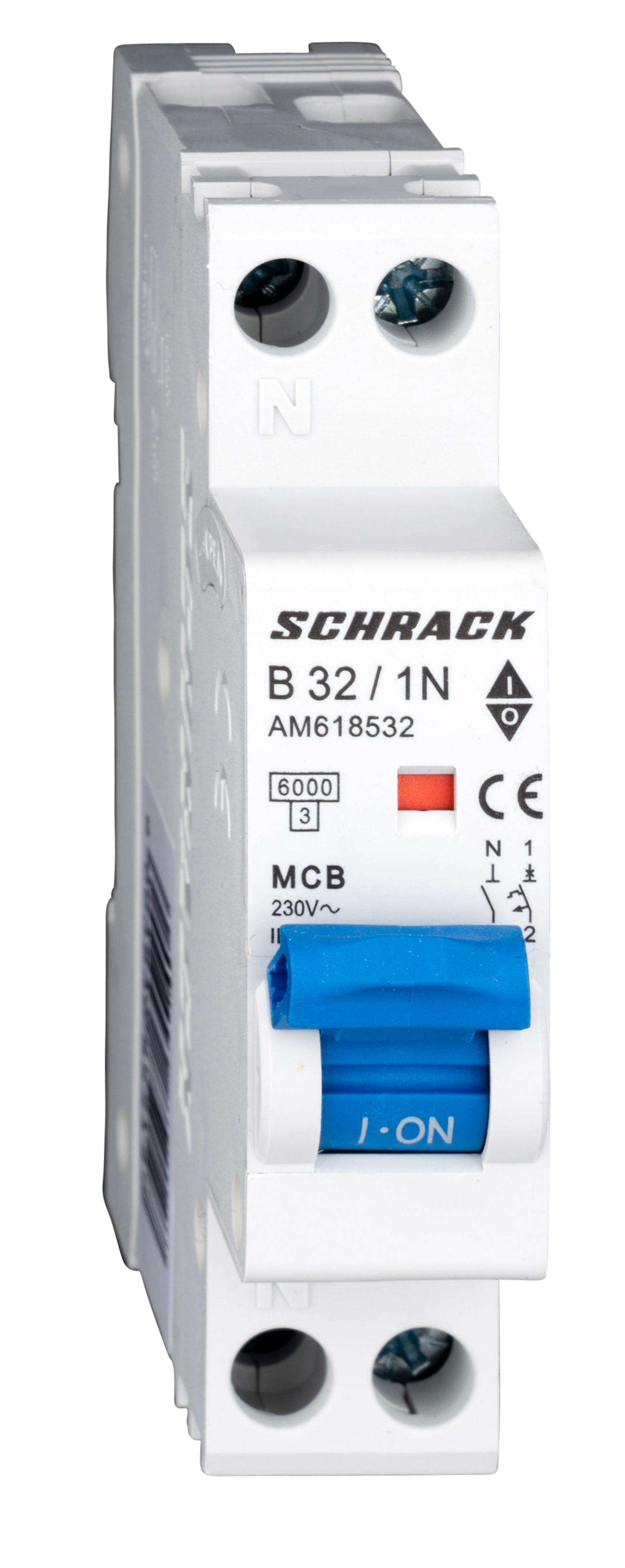 Intrerupator, automat, amparo, 1uh, bipolar, 1p+n, curba, b, 32a, 6ka, schrack, am618532--