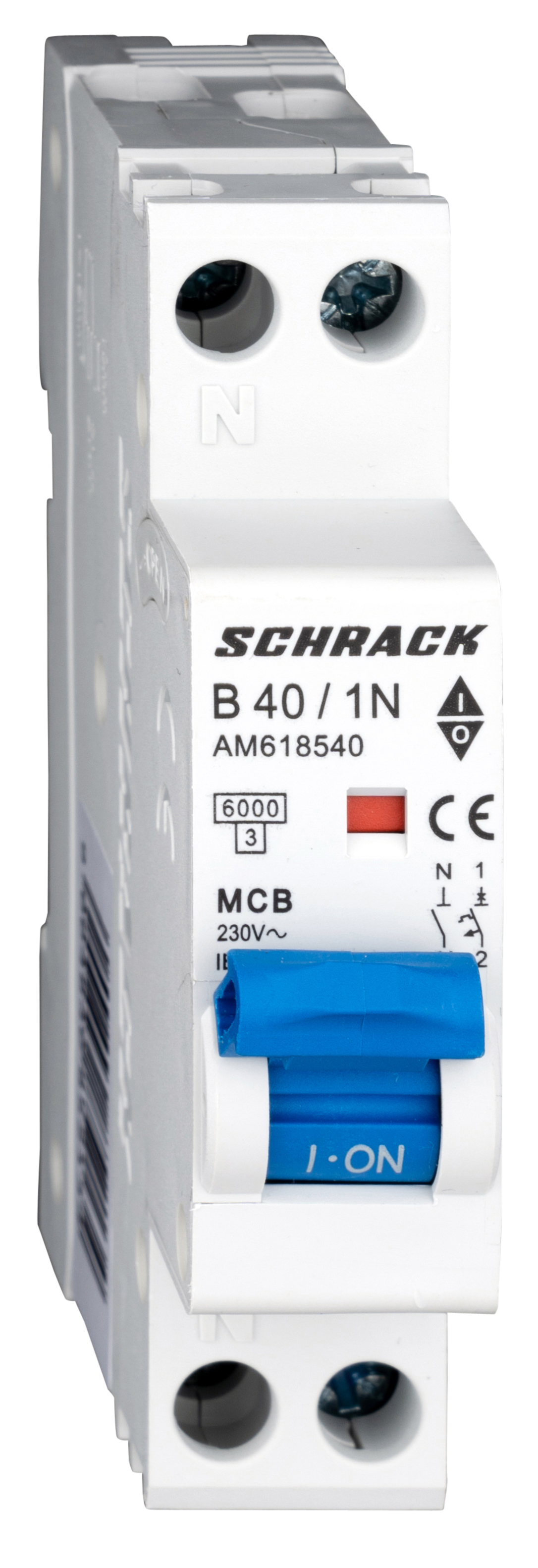 Intrerupator, automat, amparo, 1uh, bipolar, 1p+n, curba, b, 40a, 6ka, schrack, am618540--
