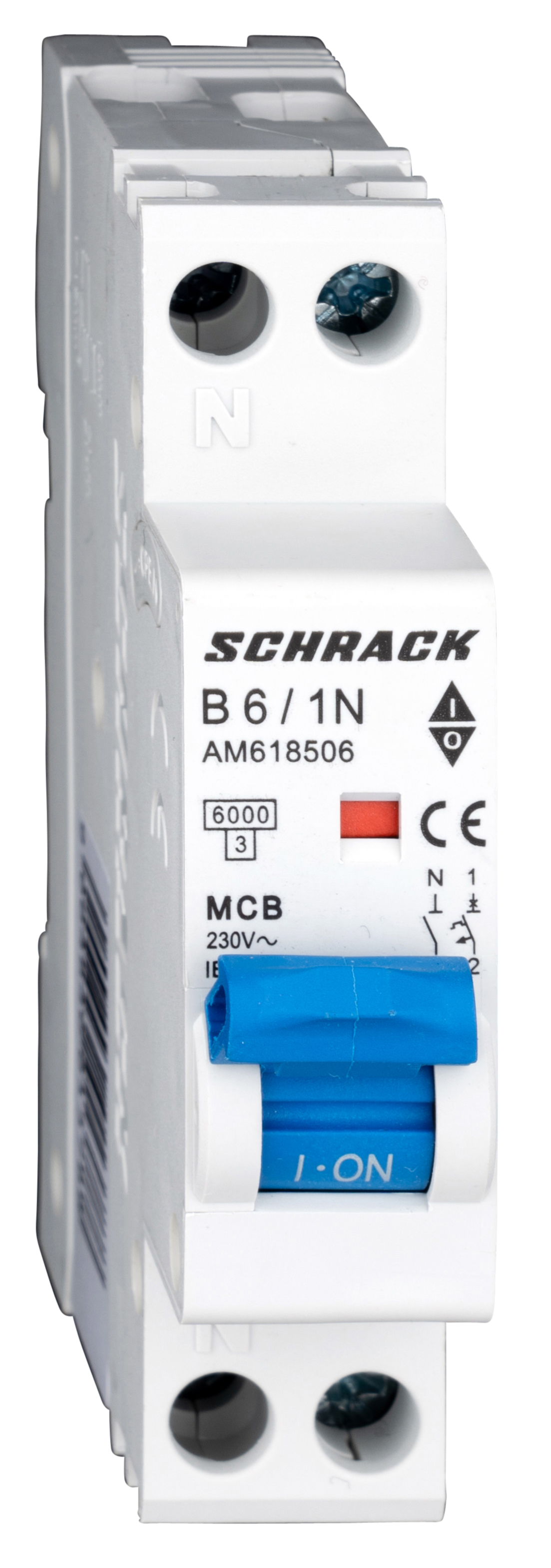 Intrerupator, Automat, AMPARO, 1UH, Bipolar, 1P+N, Curba, B, 6A, 6kA, Schrack, AM618506--