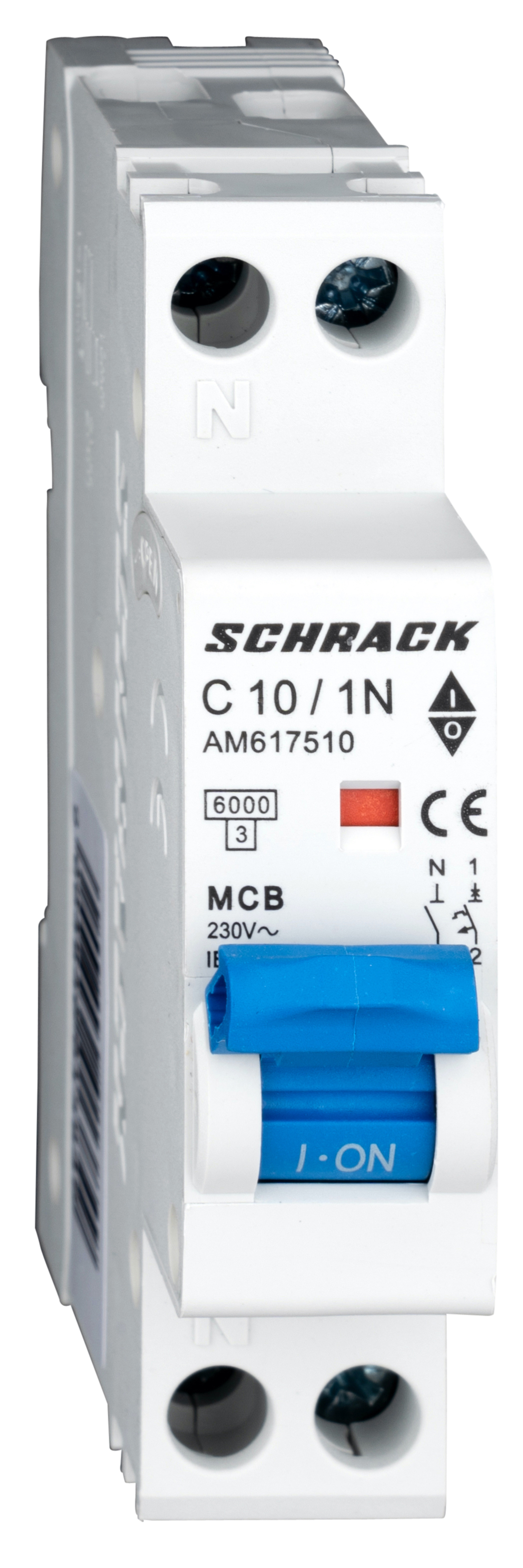 Intrerupator Automat AMPARO 1UH Bipolar 1P+N Curba C 10A 6kA Schrack AM617510--