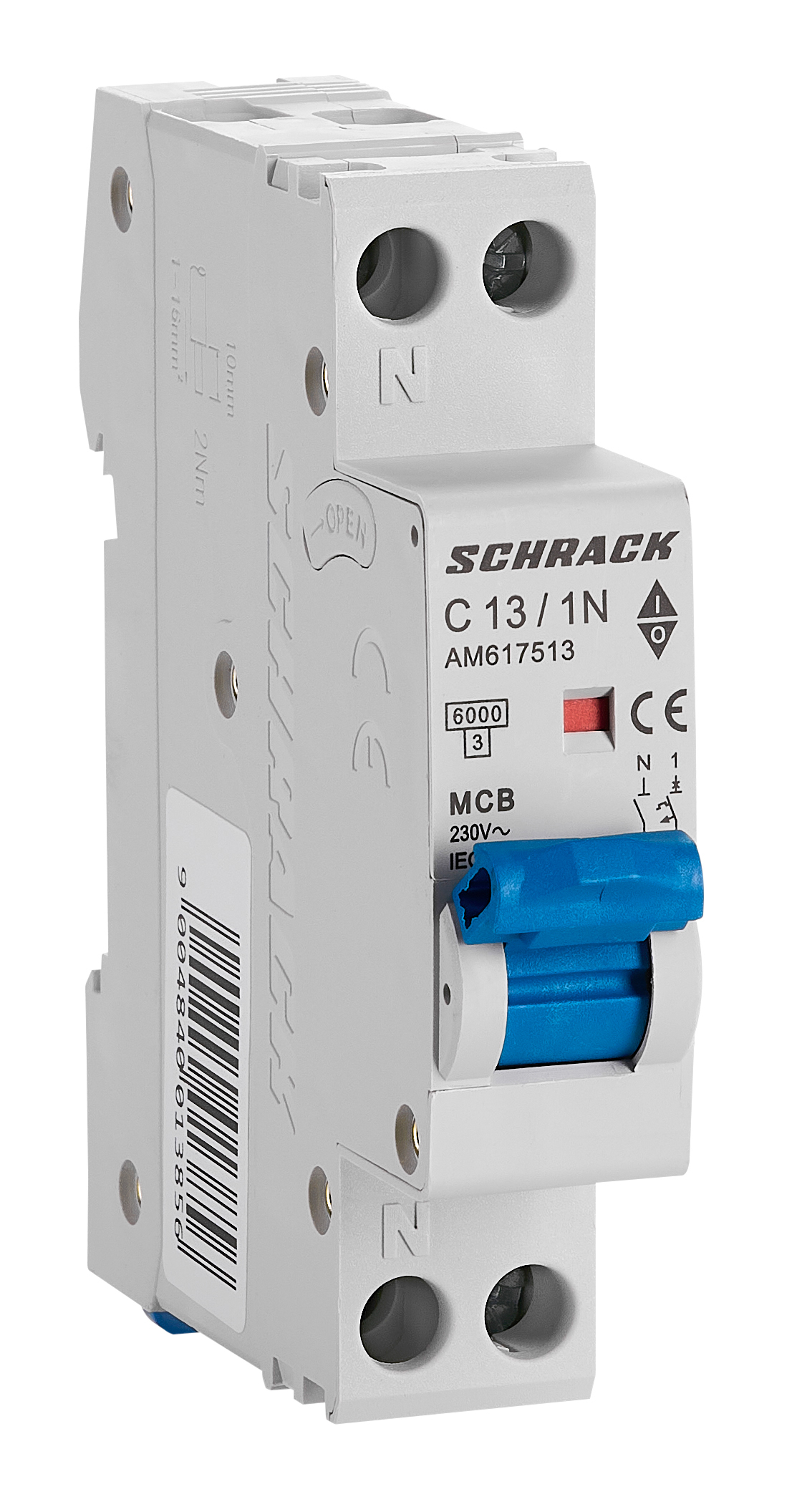 Intrerupator, automat, amparo, 1uh, bipolar, 1p+n, curba, c, 13a, 6ka, schrack, am617513--