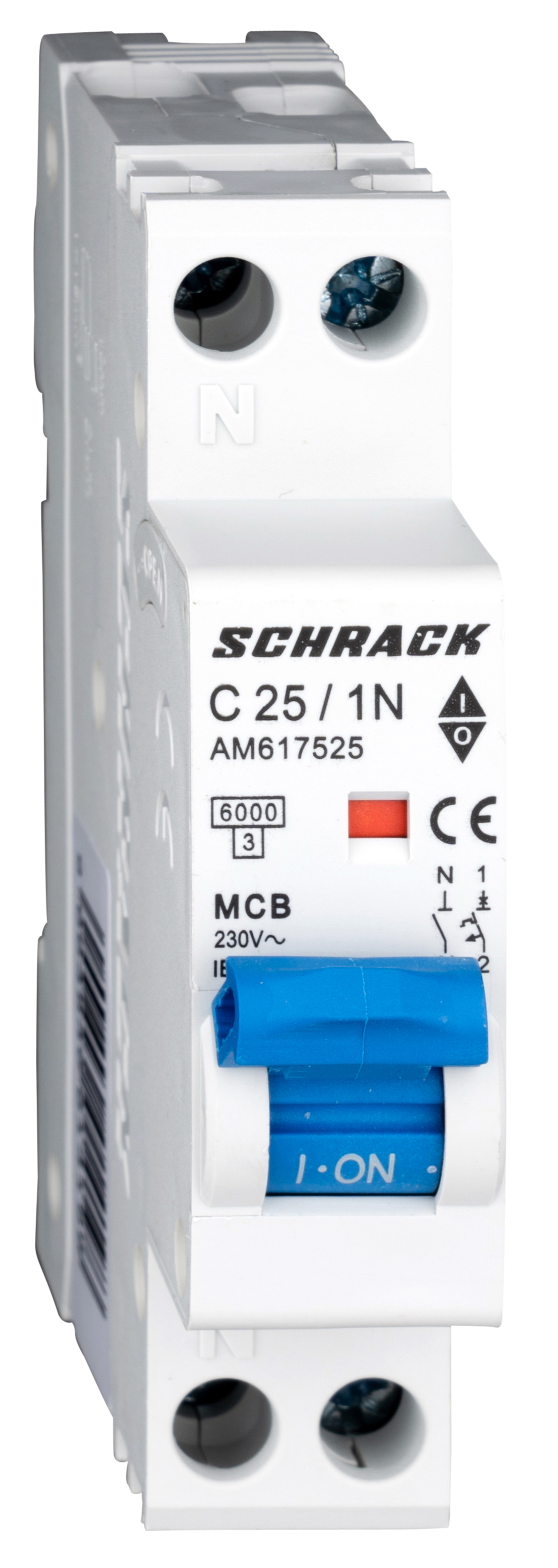 Intrerupator, Automat, AMPARO, 1UH, Bipolar, 1P+N, Curba, C, 25A, 6kA, Schrack, AM617525--