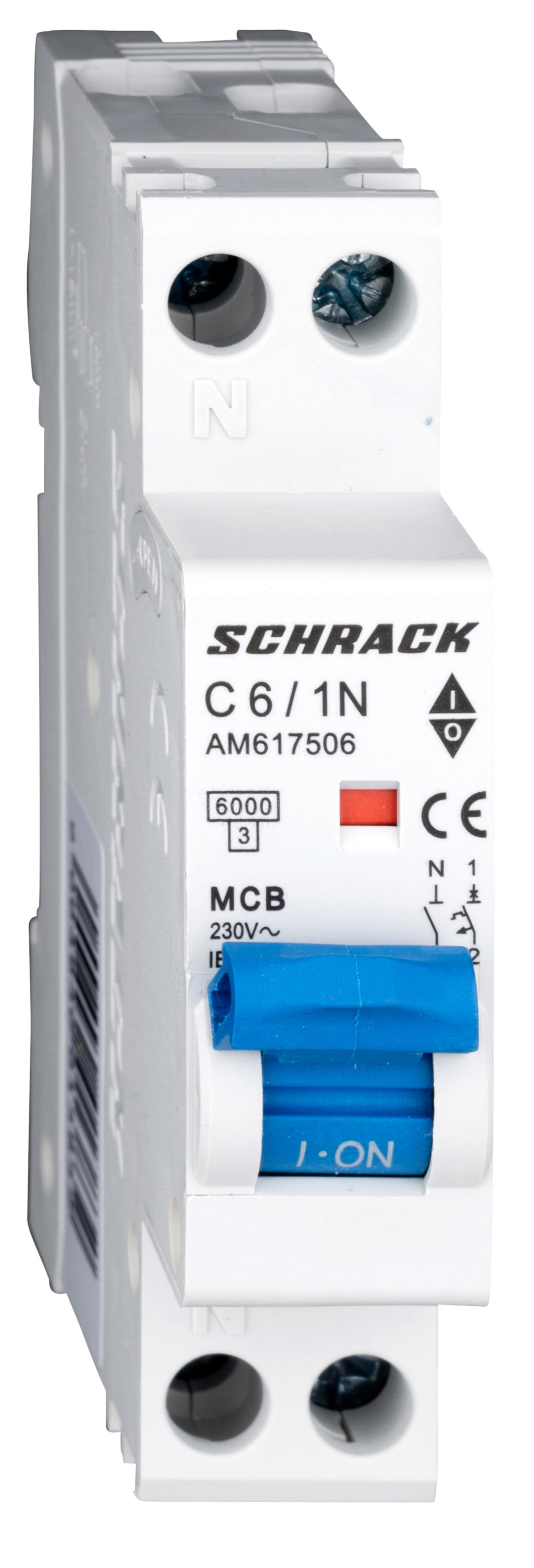 Intrerupator Automat AMPARO 1UH Bipolar 1P+N Curba C 6A 6kA Schrack AM617506--