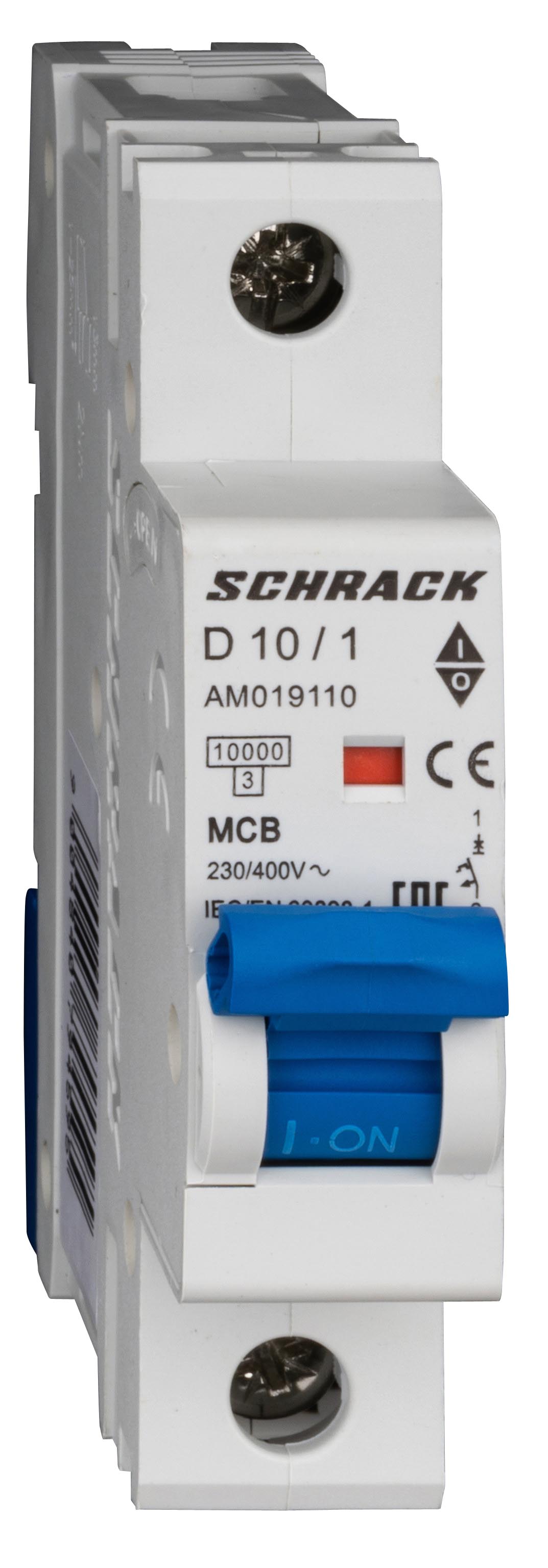 Intrerupator, Automat, MCB, AMPARO, Monopolar, 1P, Curba, D, 10A, 10kA, Schrack, AM019110-- 