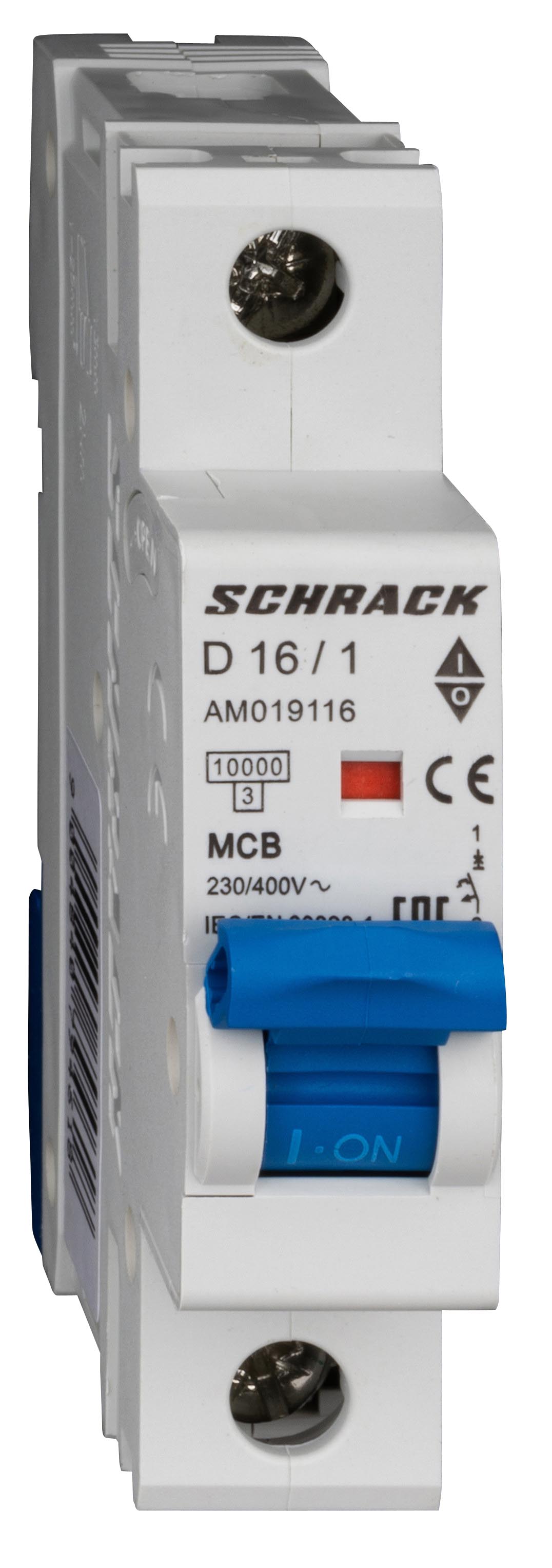 Intrerupator, Automat, MCB, AMPARO, Monopolar, 1P, Curba, D, 16A, 10kA, Schrack, AM019116-- 