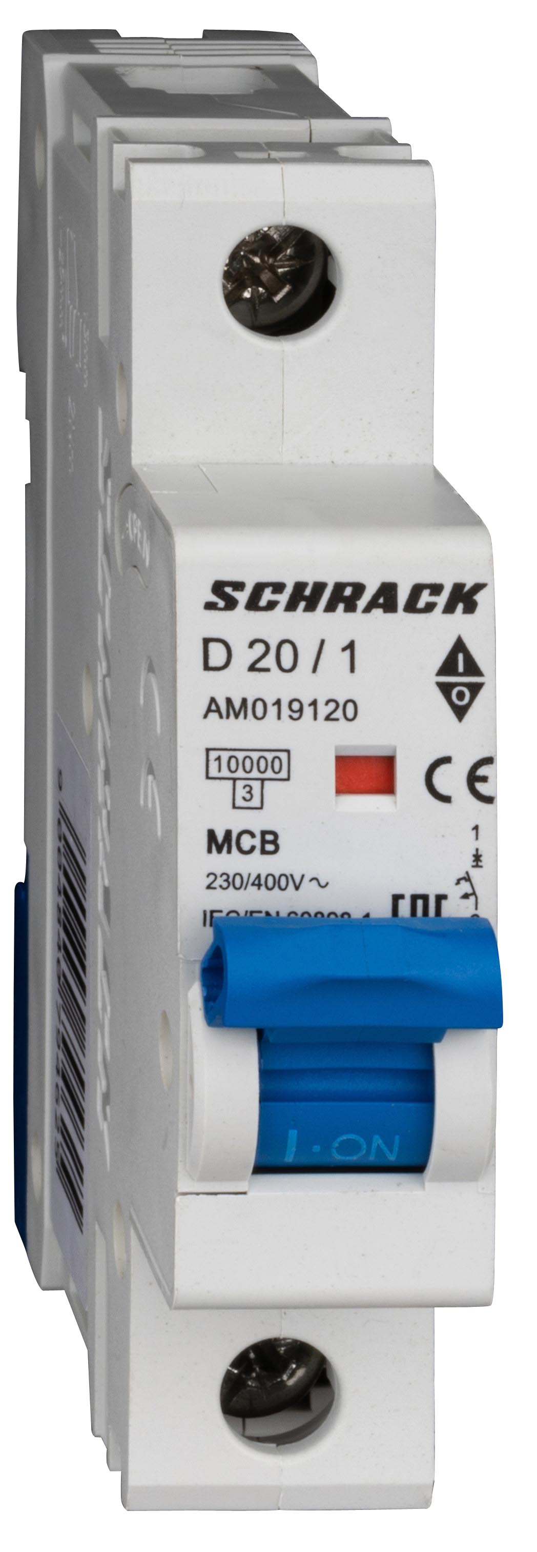 Intrerupator, Automat, MCB, AMPARO, Monopolar, 1P, Curba, D, 20A, 10kA, Schrack, AM019120-- 
