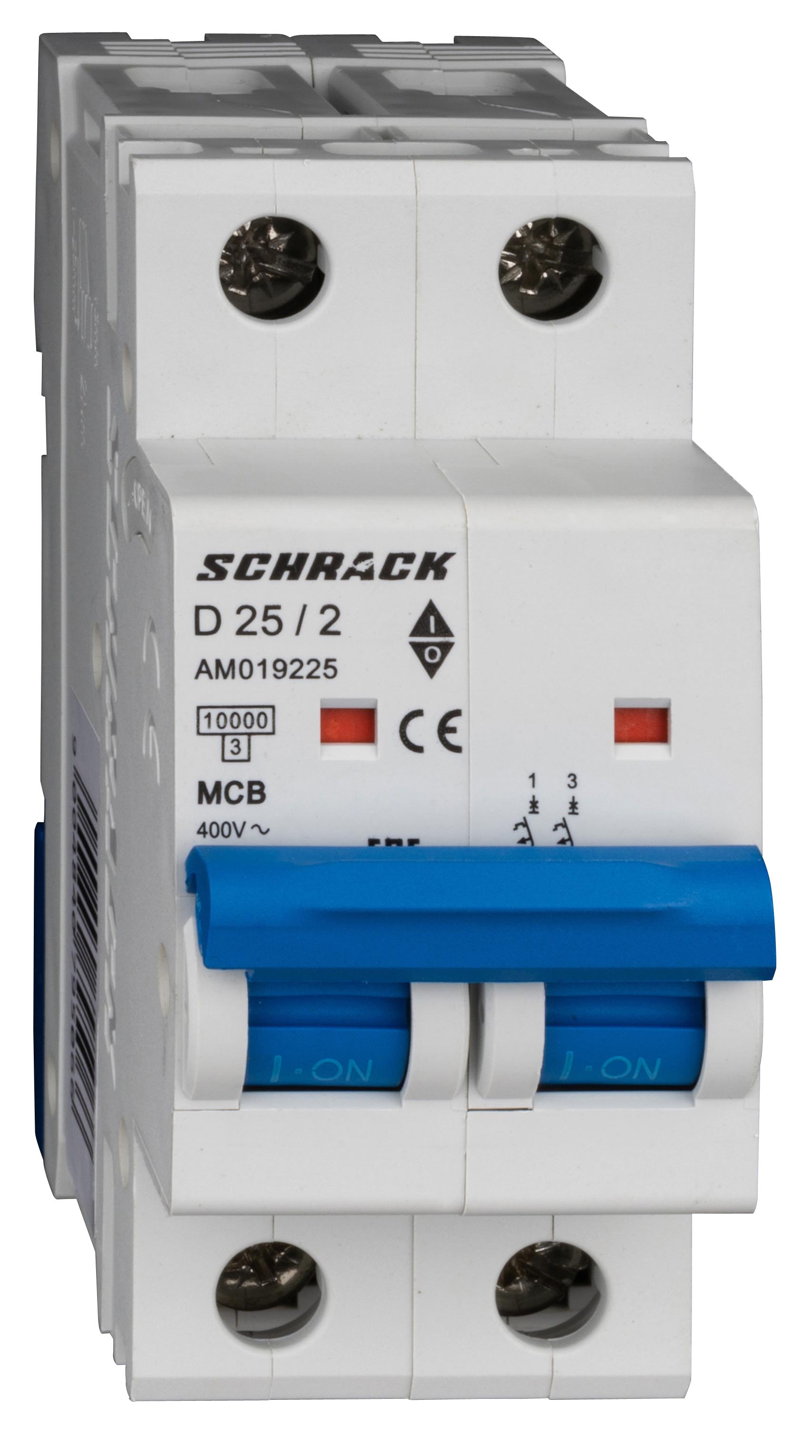 Intrerupator, automat, mcb, amparo, bipolar, 2p, curba, d, 25a, 10ka, schrack, am019225--