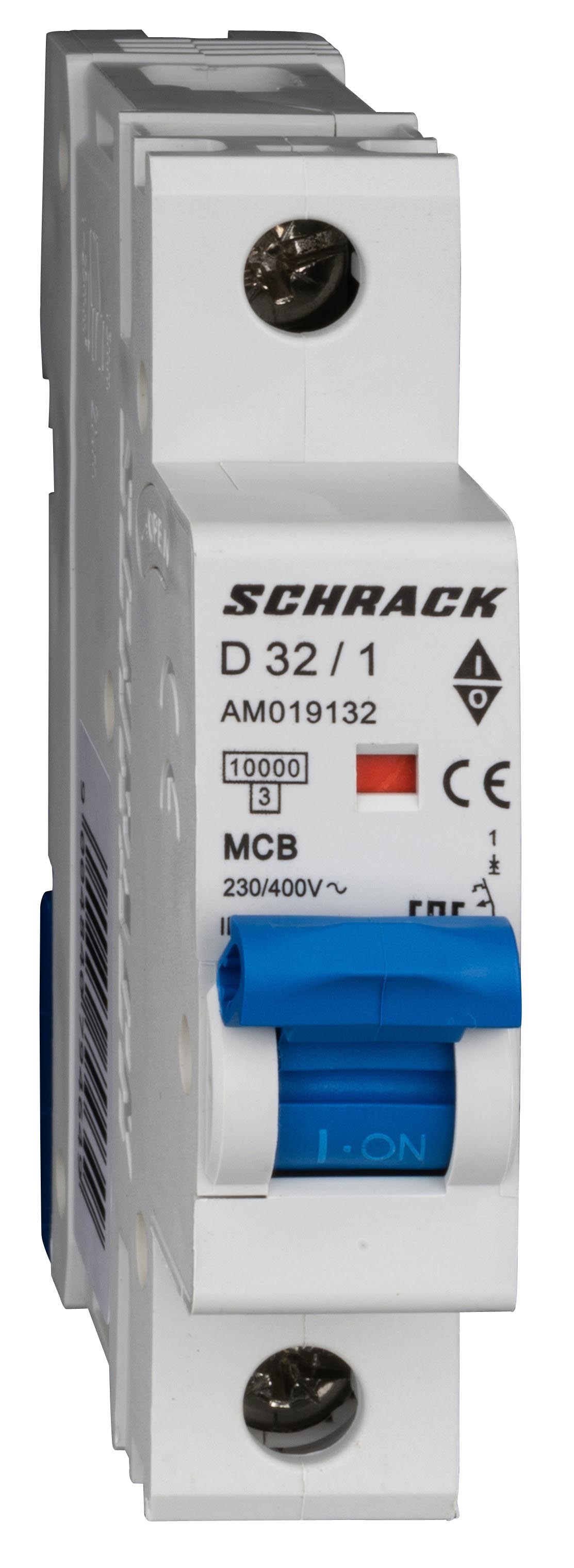 Intrerupator, Automat, MCB, AMPARO, Monopolar, 1P, Curba, D, 32A, 10kA, Schrack, AM019132-- 