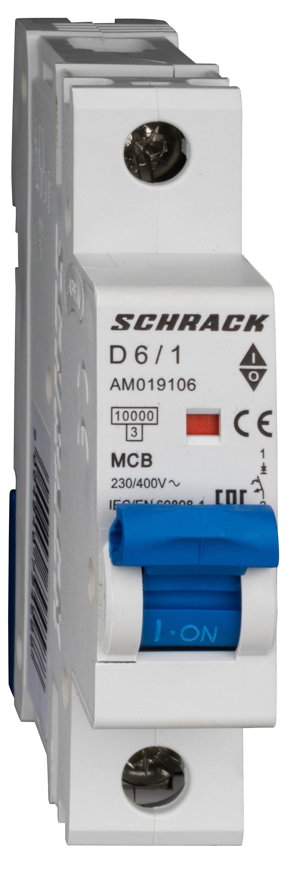 Intrerupator, Automat, MCB, AMPARO, Monopolar, 1P, Curba, D, 6A, 10kA, Schrack, AM019106-- 