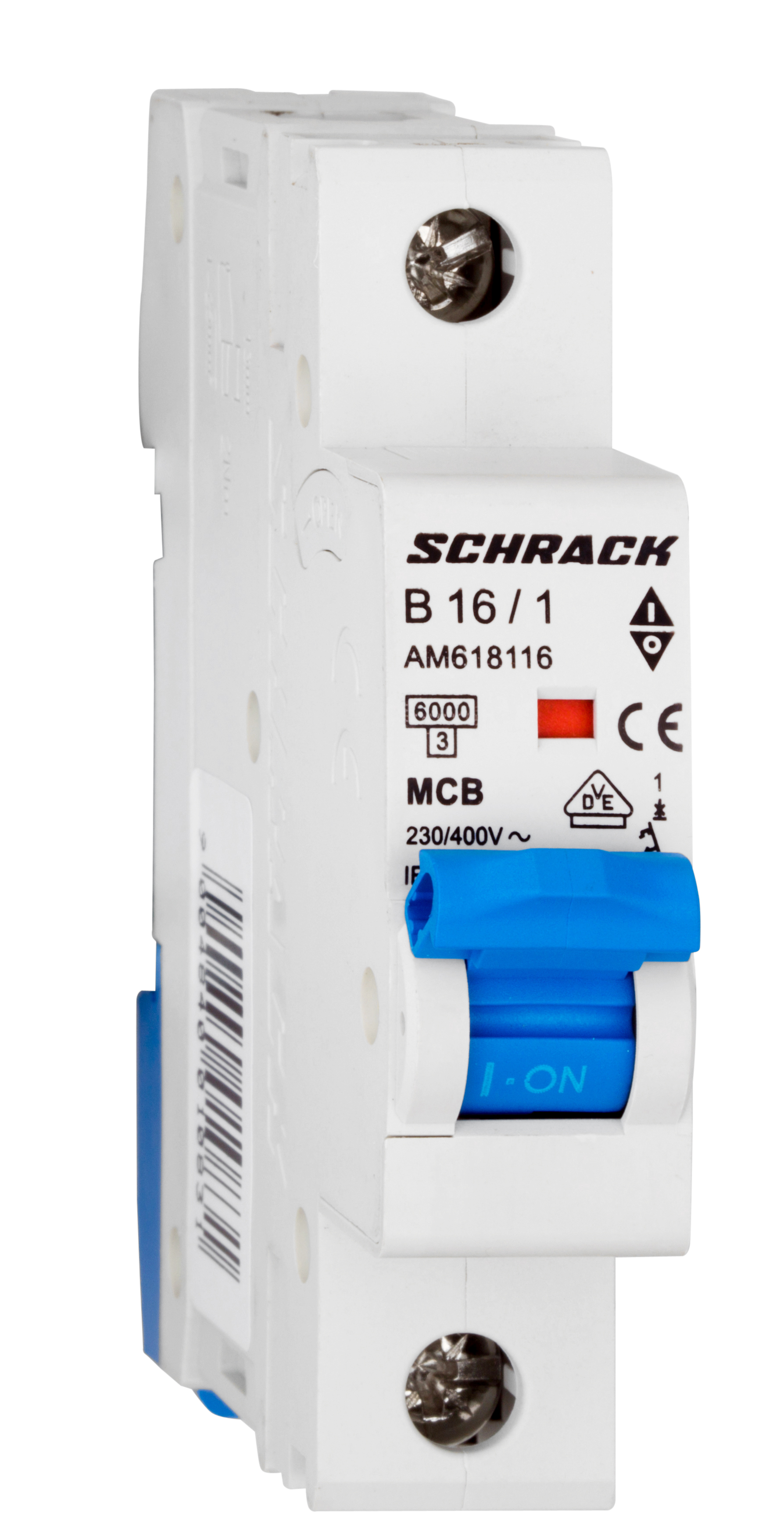 Intrerupator, Automat, MCB, AMPARO, Monopolar, 1P, Curba, B, 16A, 6kA, Schrack, AM618116--