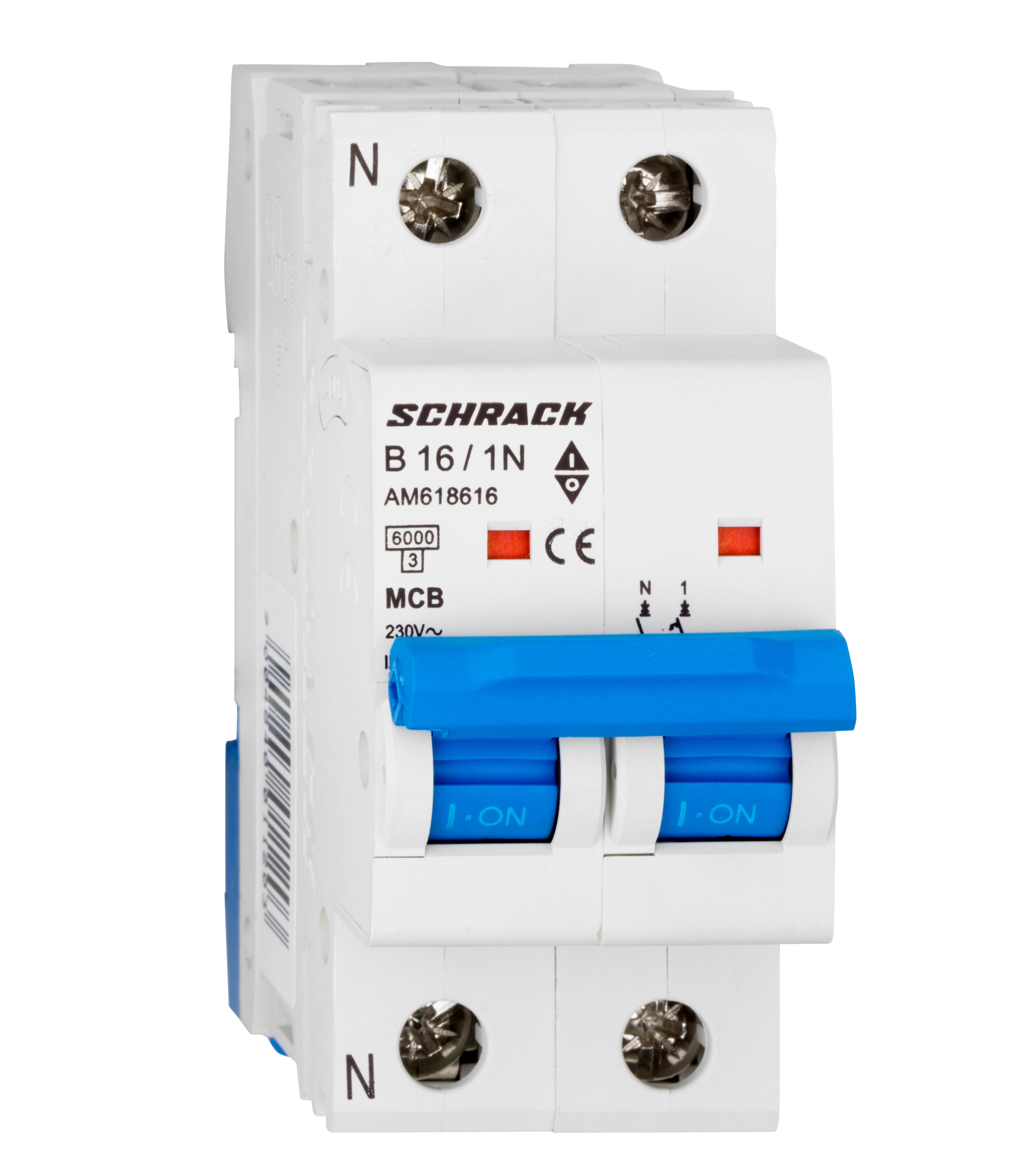 Intrerupator Automat MCB AMPARO Bipolar 1P+N Curba B 16A 6kA Schrack AM618616--