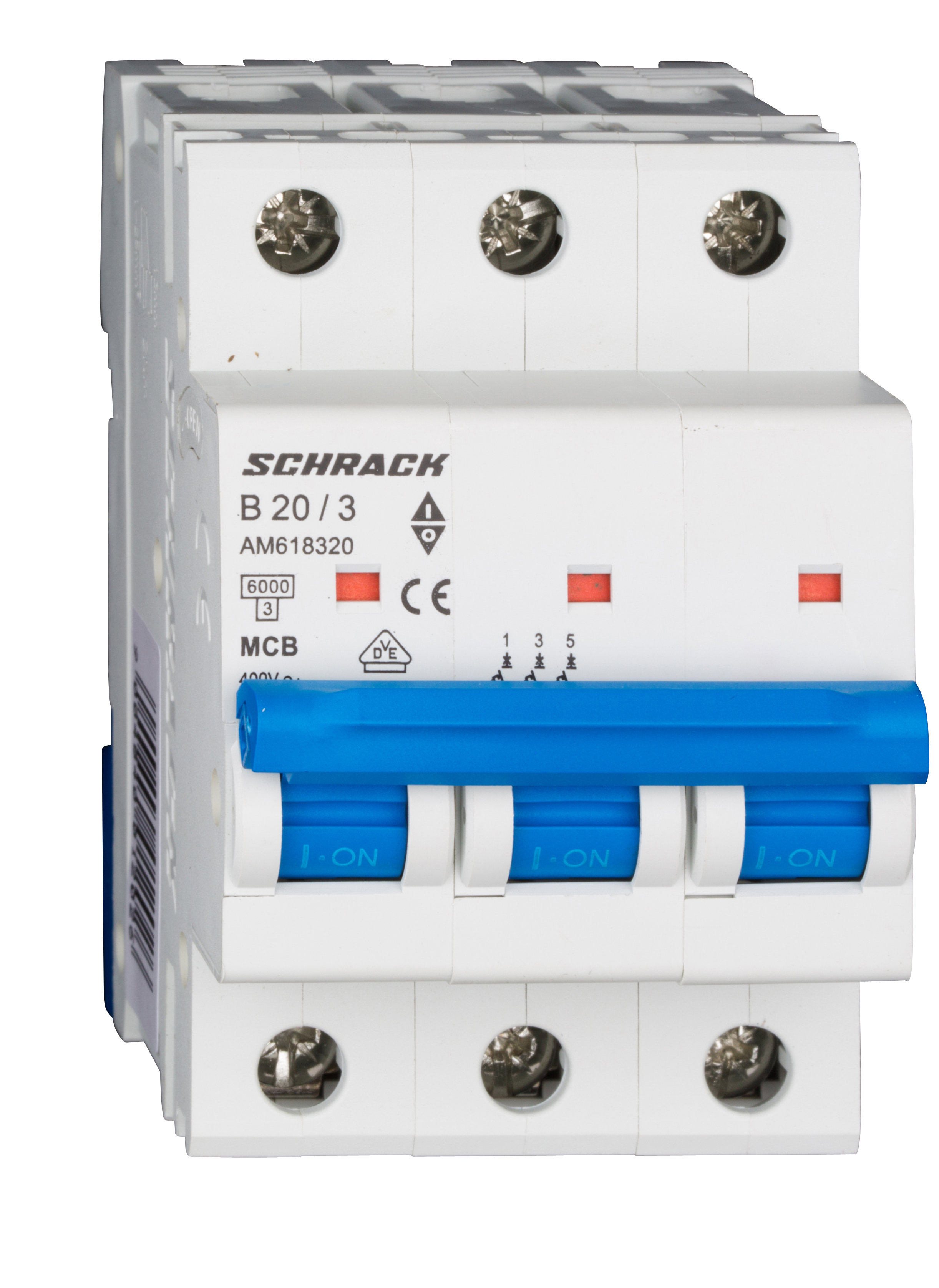 Intrerupator Automat MCB AMPARO Tripolar 3P Curba B 20A 6kA Schrack AM618320--