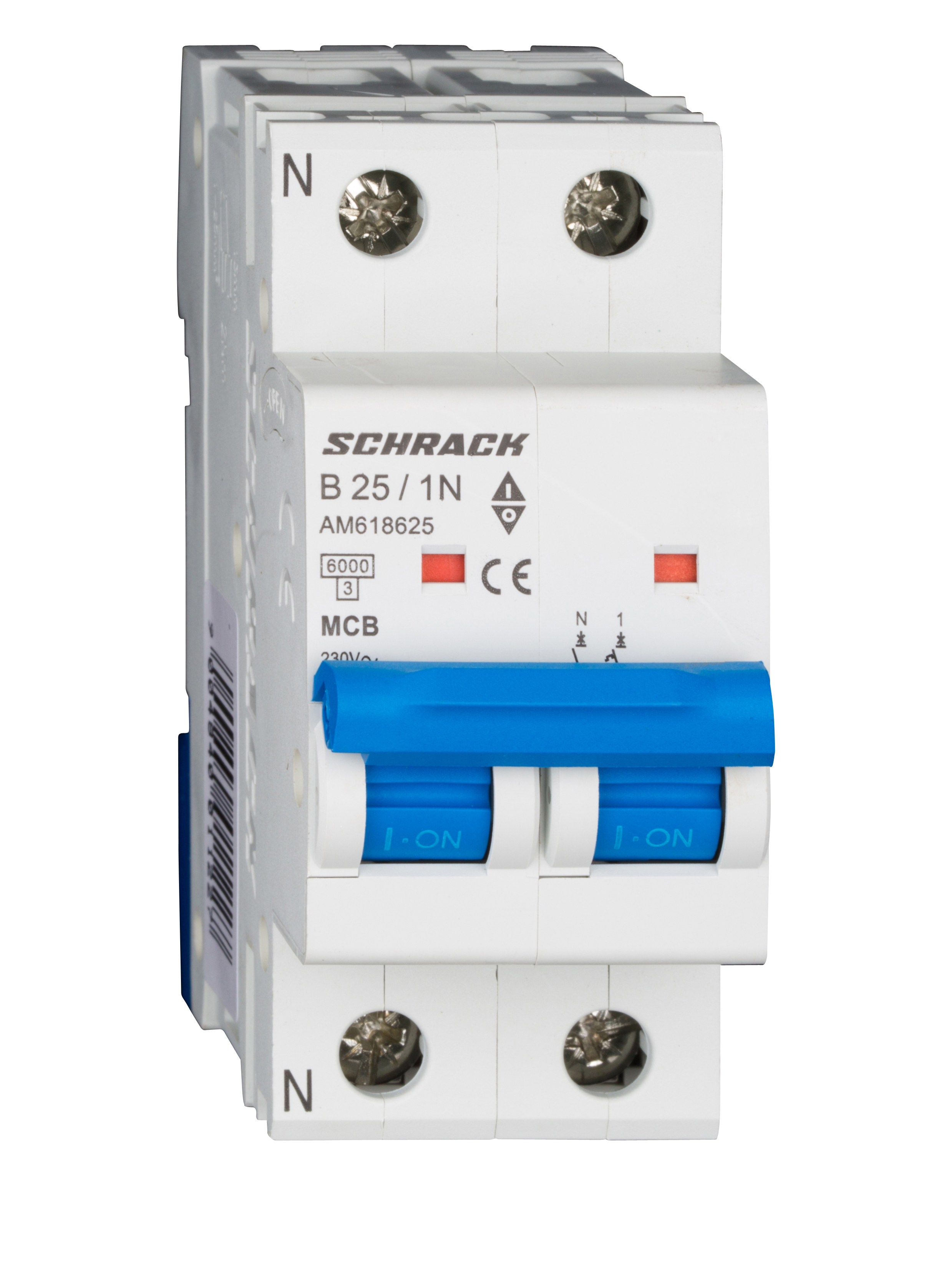 Intrerupator Automat MCB AMPARO Bipolar 1P+N Curba B 25A 6kA Schrack AM618625--