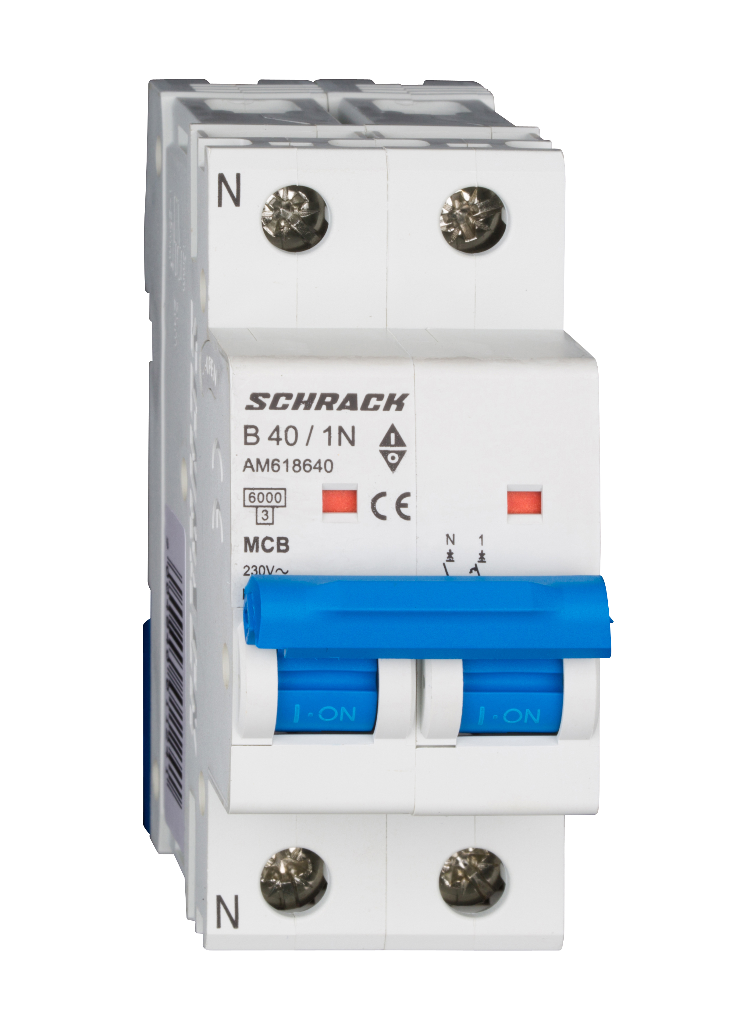 Intrerupator, automat, mcb, amparo, bipolar, 1p+n, curba, b, 40a, 6ka, schrack, am618640--