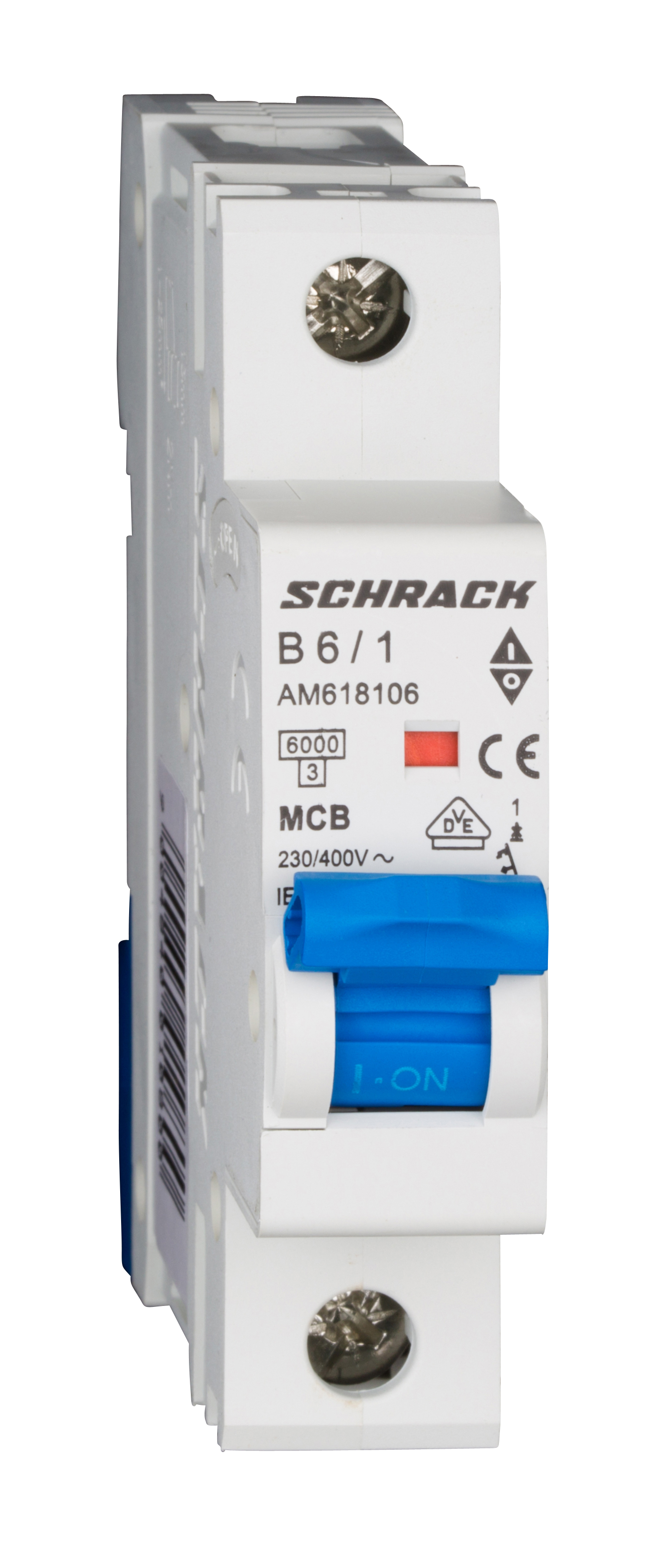 Intrerupator, Automat, MCB, AMPARO, Monopolar, 1P, Curba, B, 6A, 6kA, Schrack, AM618106--