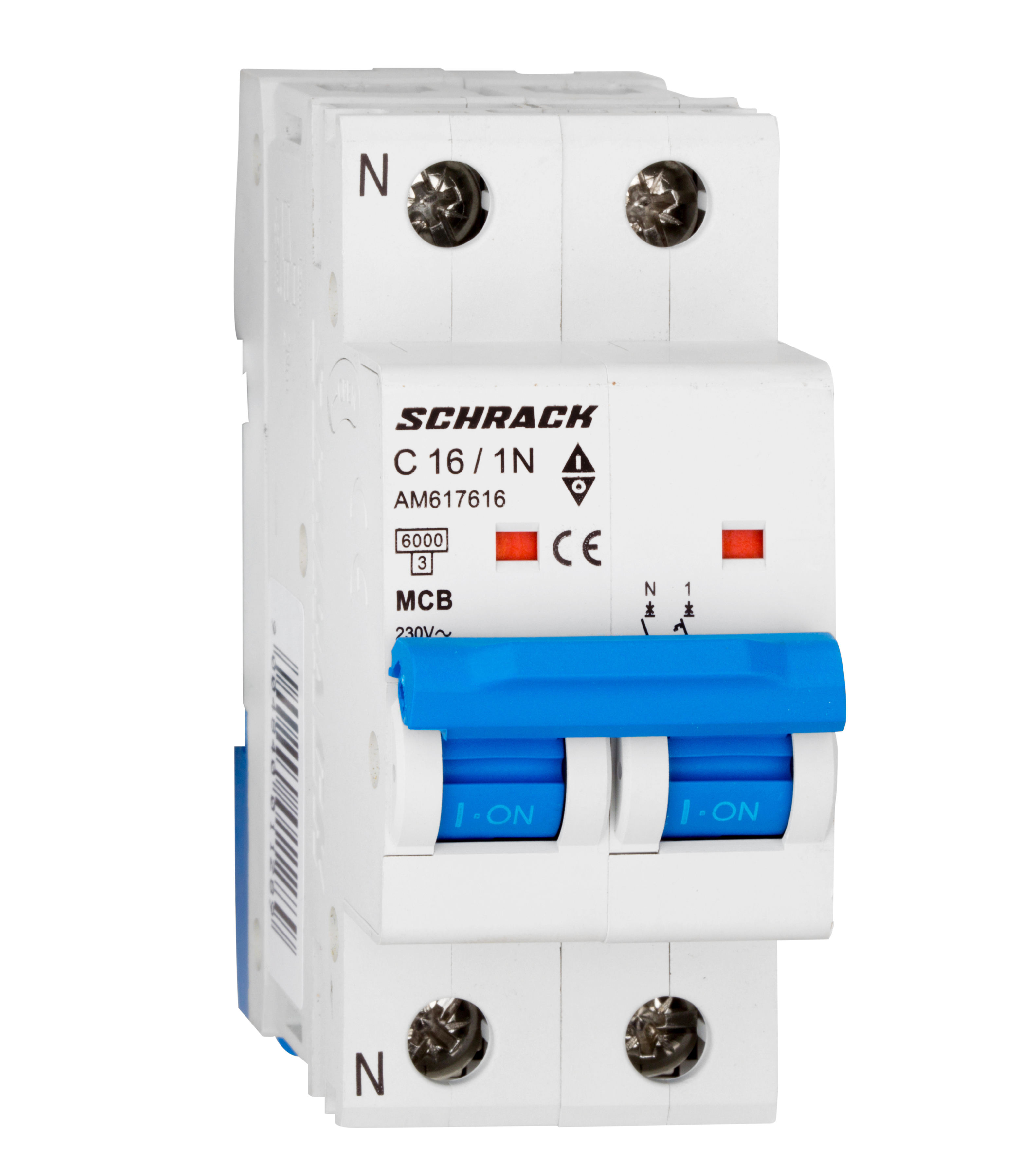 Intrerupator Automat MCB AMPARO Bipolar 1P+N Curba C 16A 6kA Schrack AM617616--
