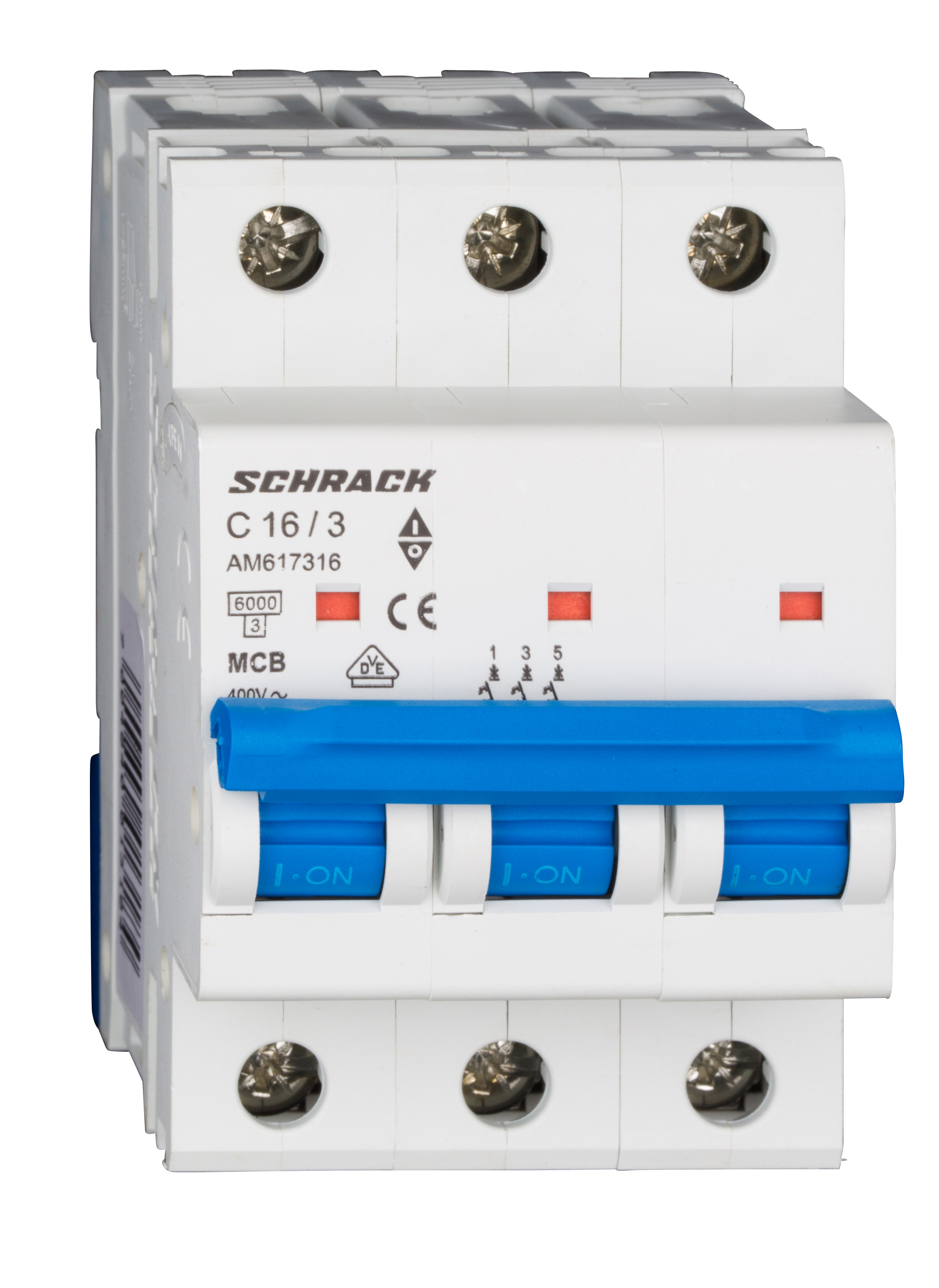Intrerupator Automat MCB AMPARO Tripolar 3P Curba C 16A 6kA Schrack AM617316--
