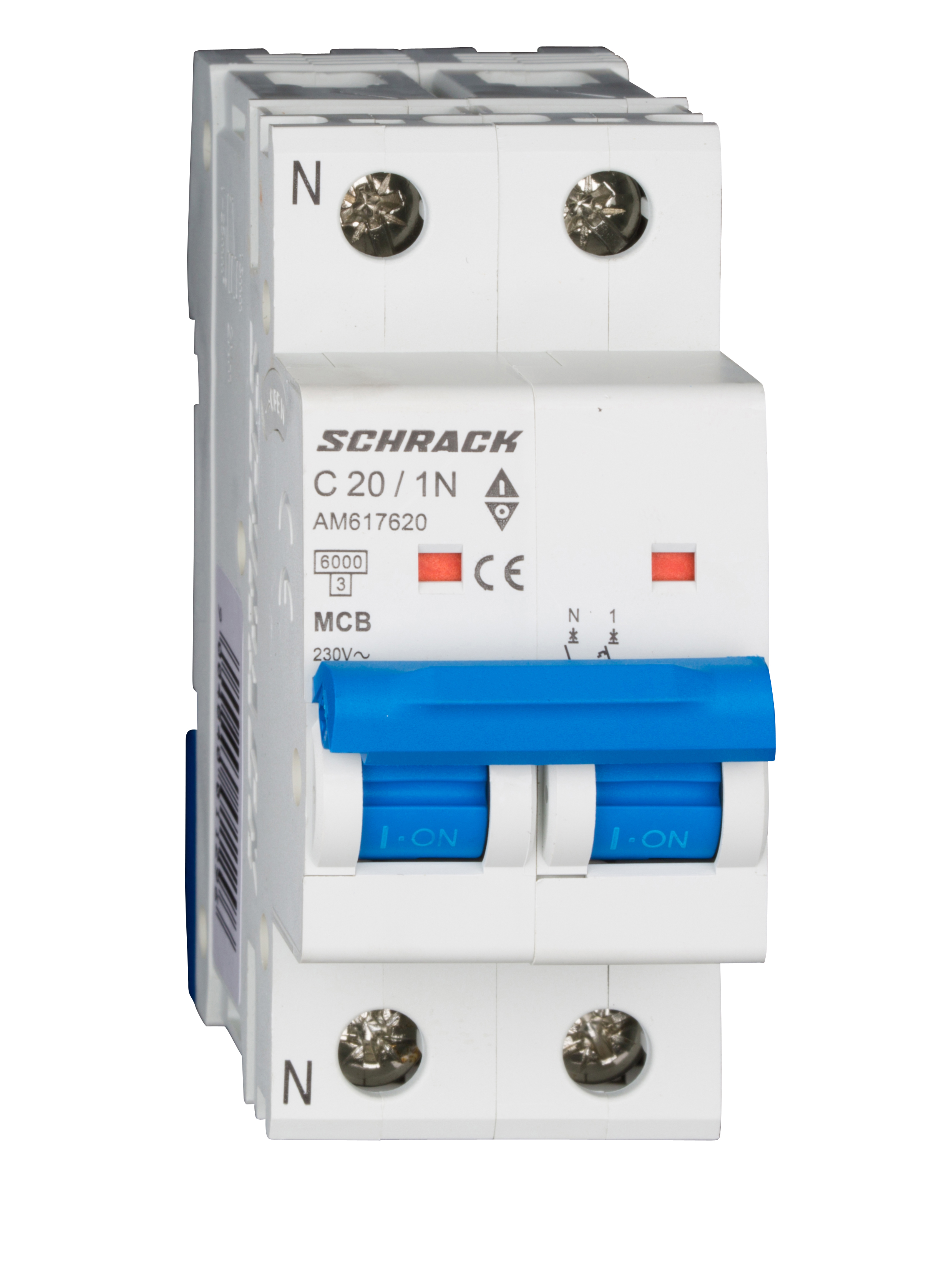 Intrerupator Automat MCB AMPARO Bipolar 1P+N Curba C 20A 6kA Schrack AM617620--