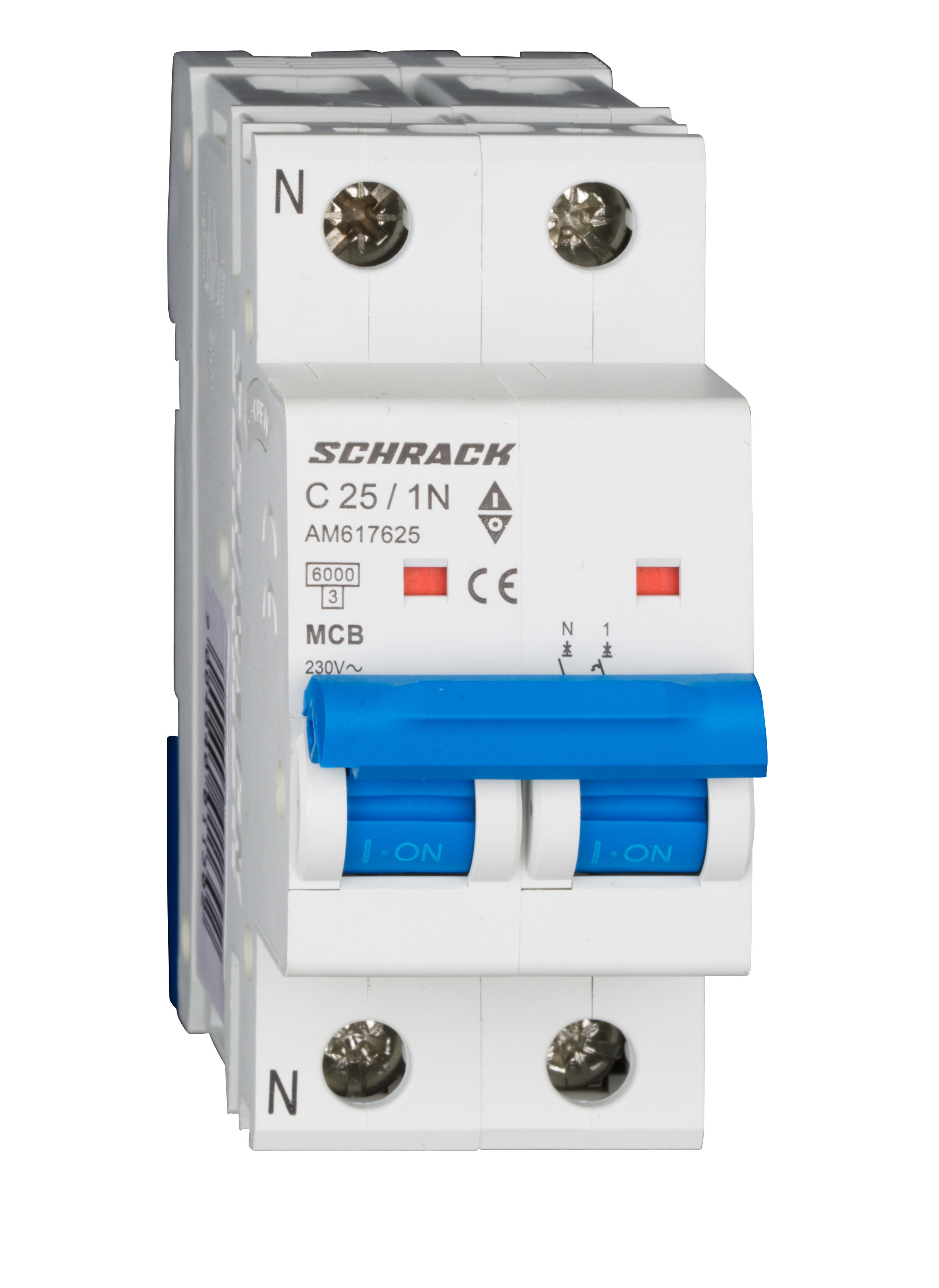 Intrerupator Automat MCB AMPARO Bipolar 1P+N Curba C 25A 6kA Schrack AM617625--
