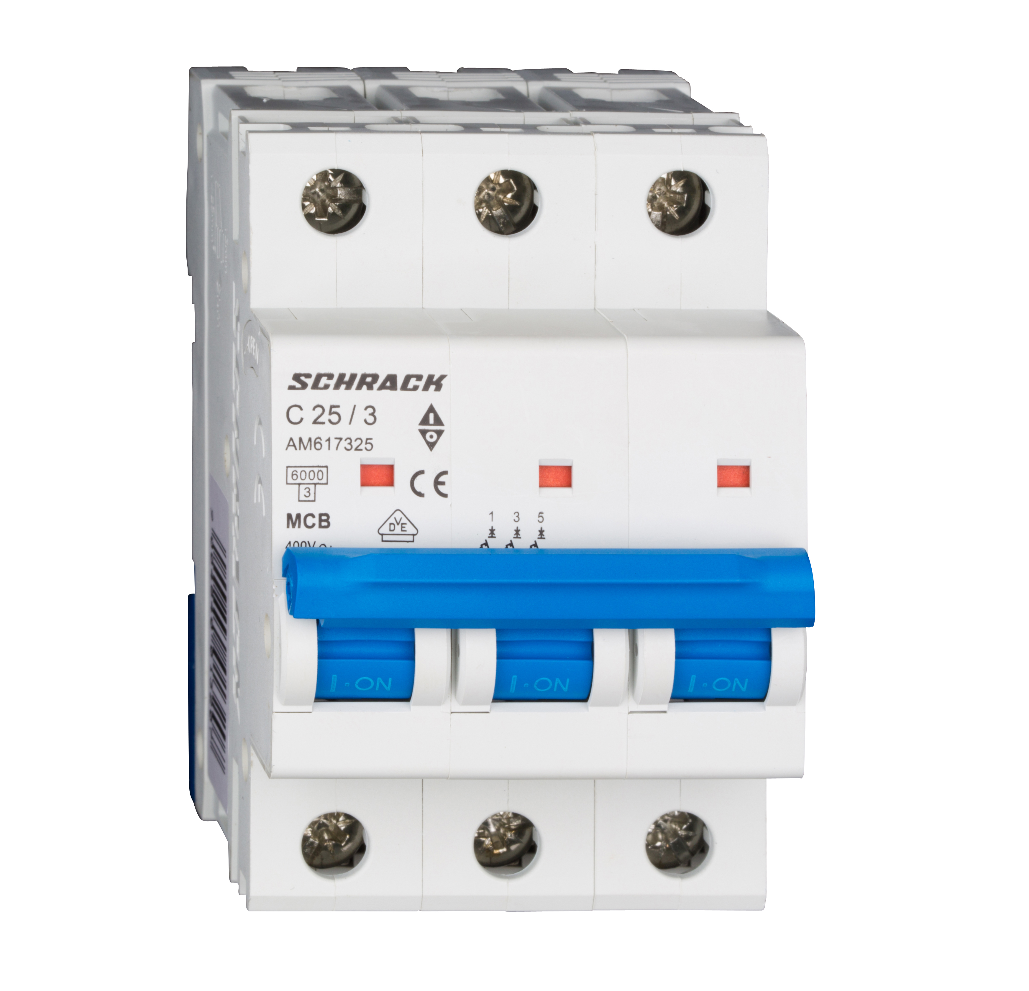 Intrerupator Automat MCB AMPARO Tripolar 3P Curba C 25A 6kA Schrack AM617325--