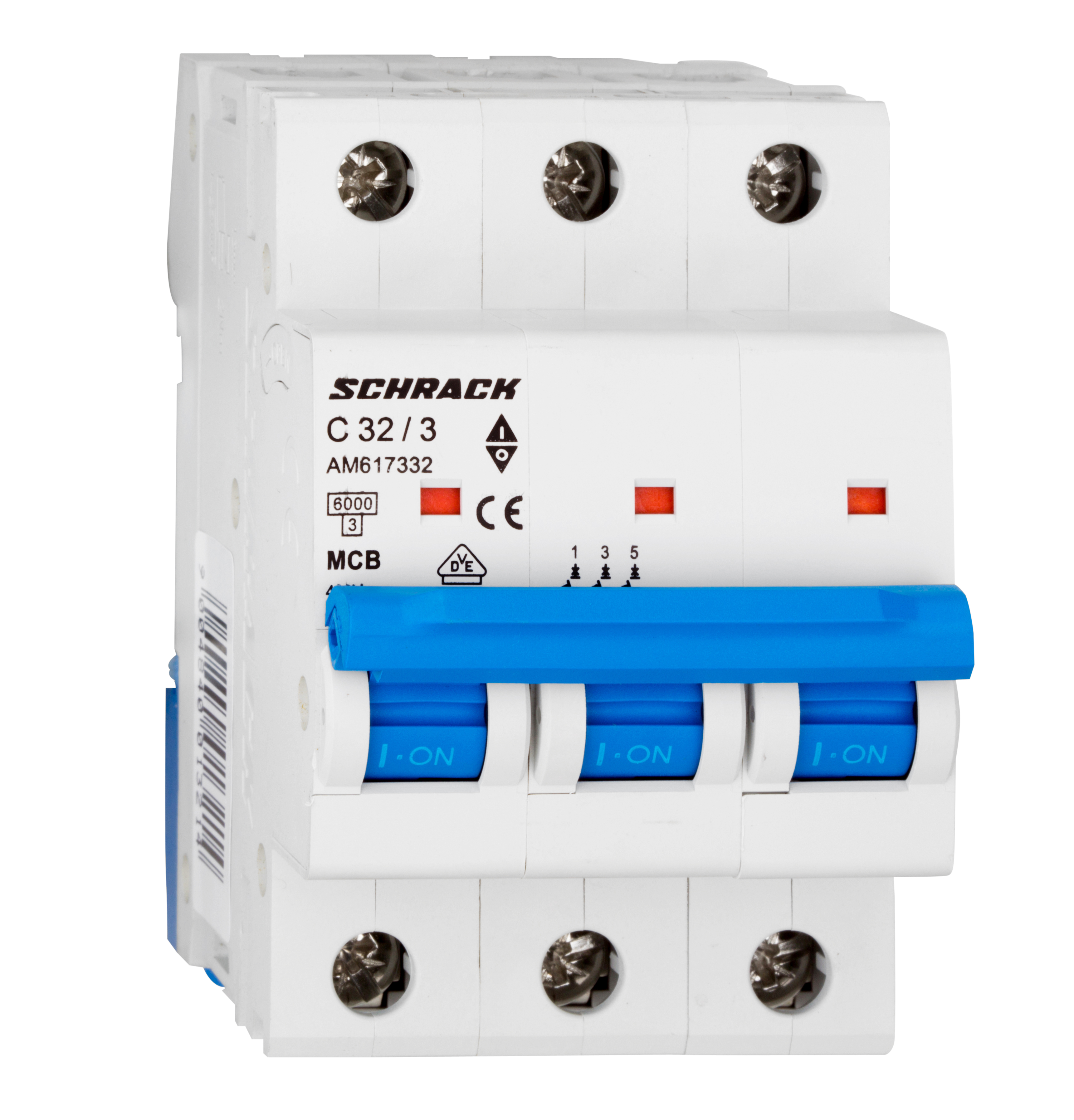Intrerupator Automat MCB AMPARO Tripolar 3P Curba C 32A 6kA Schrack AM617332--