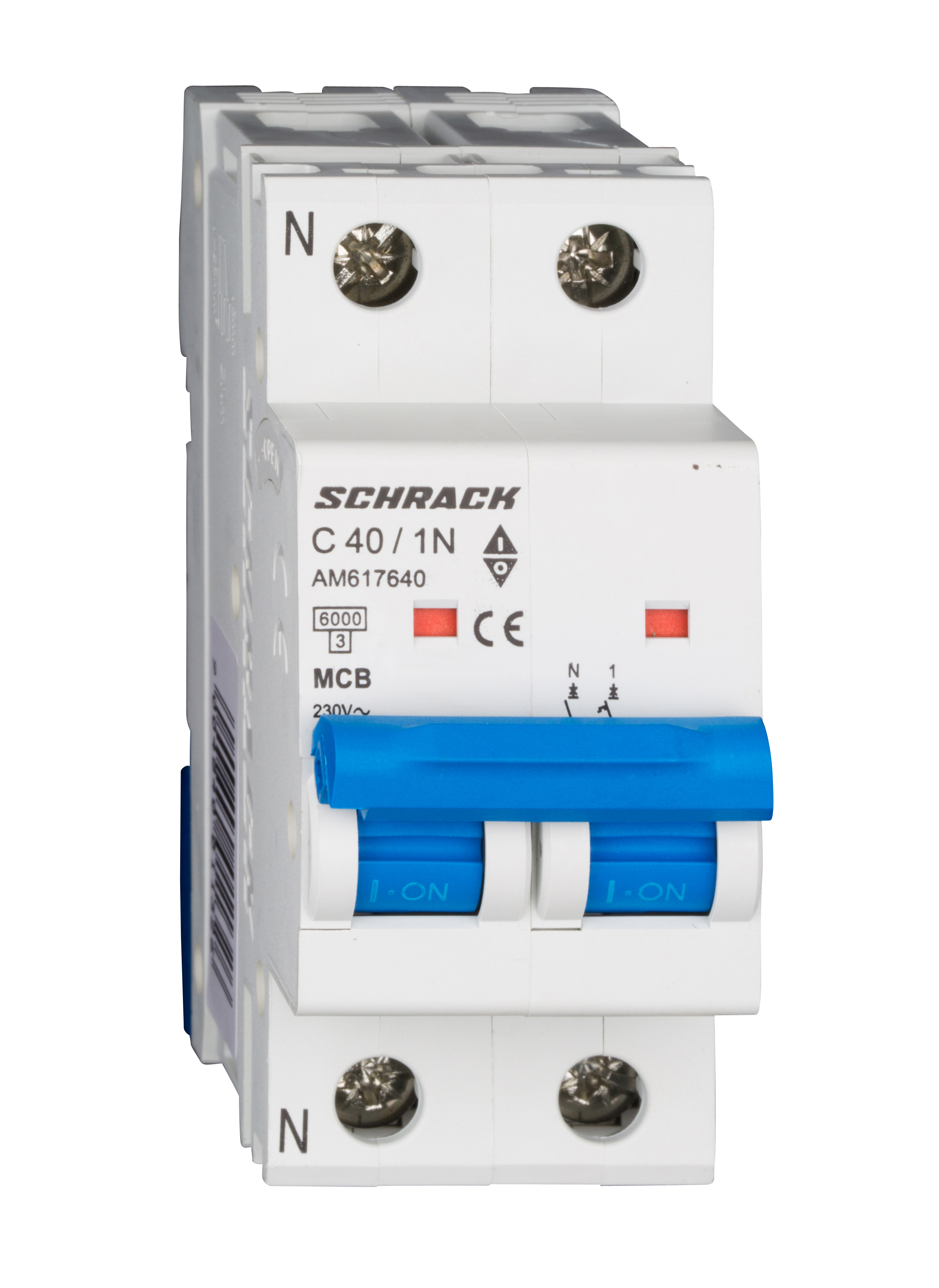 Intrerupator Automat MCB AMPARO Bipolar 1P+N Curba C 40A 6kA Schrack AM617640--